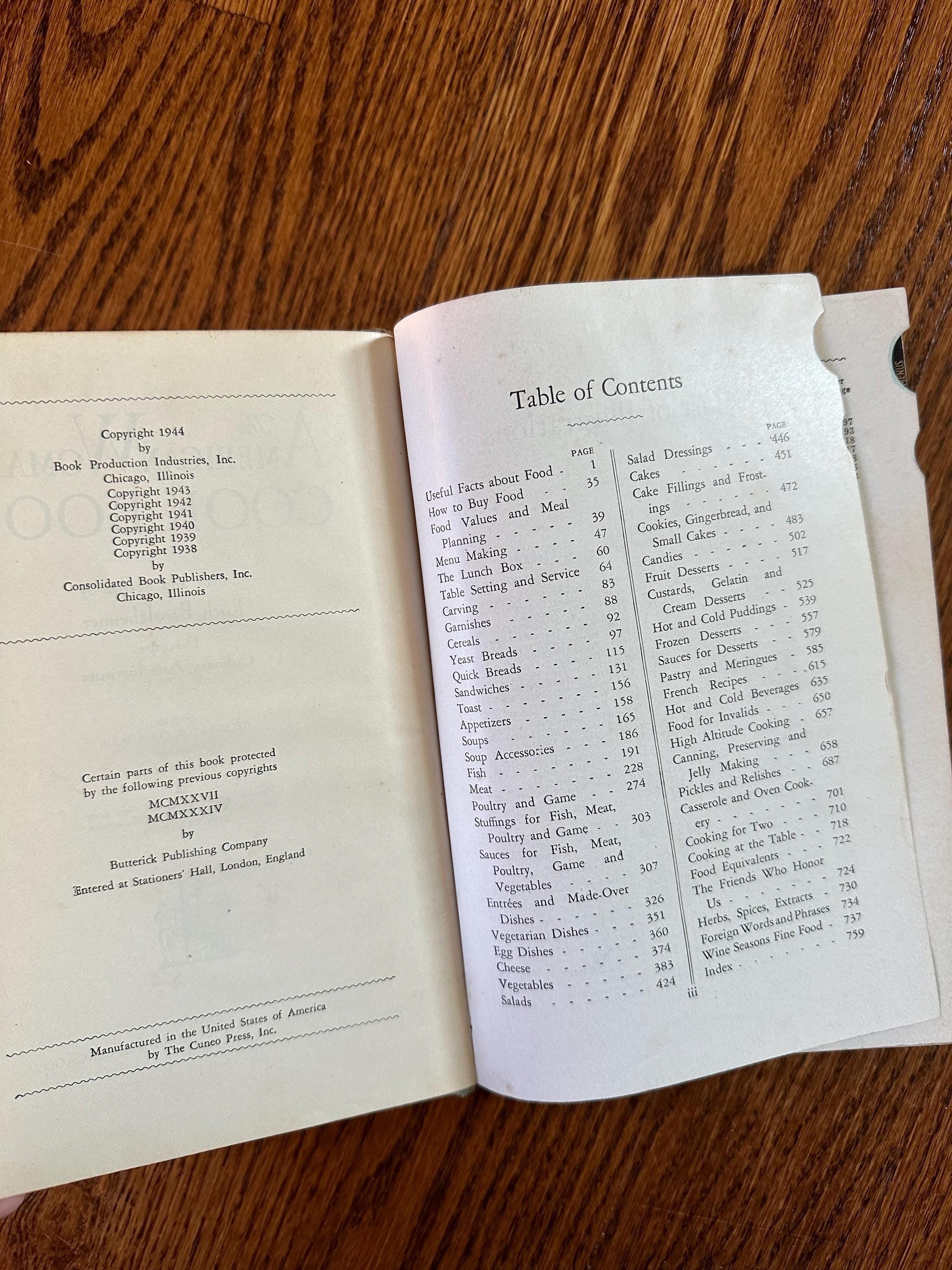 Vintage 1944 1946 The American Woman Cookbook Hardcover Illustrated Edited by Ruth Berolzheimer Indexed