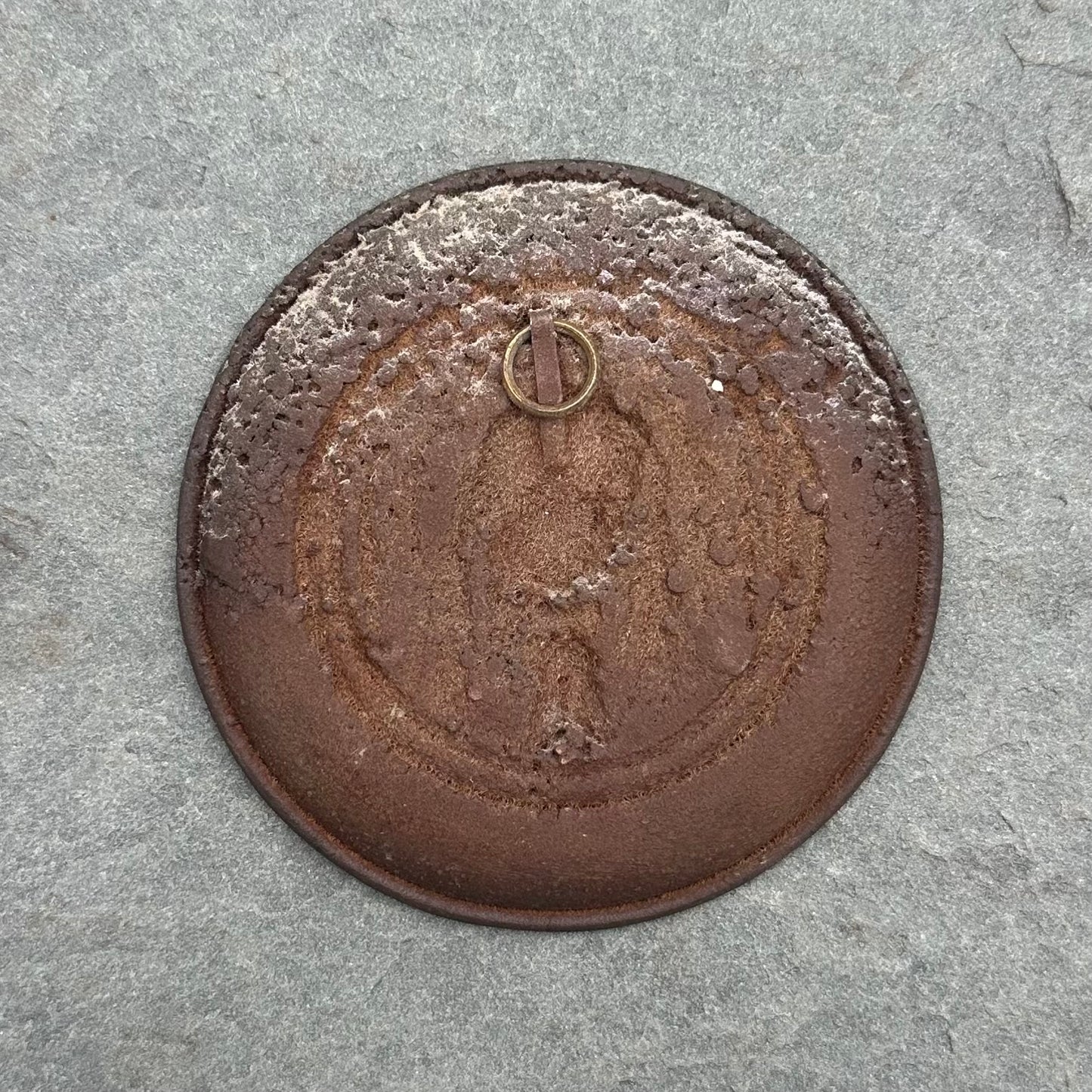 Antique Early 1900s Copper & Iron Religious Relief Wall Plaque | Virgin Mary