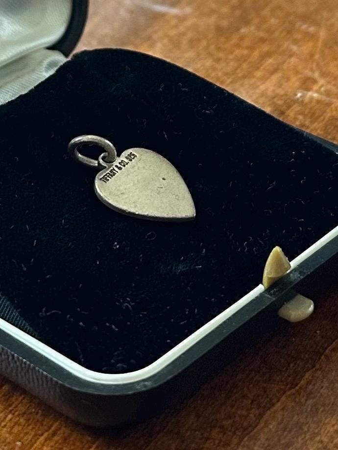 Vintage Signed TIFFANY & CO. Sterling Silver Heart Tag Charm or Pendant