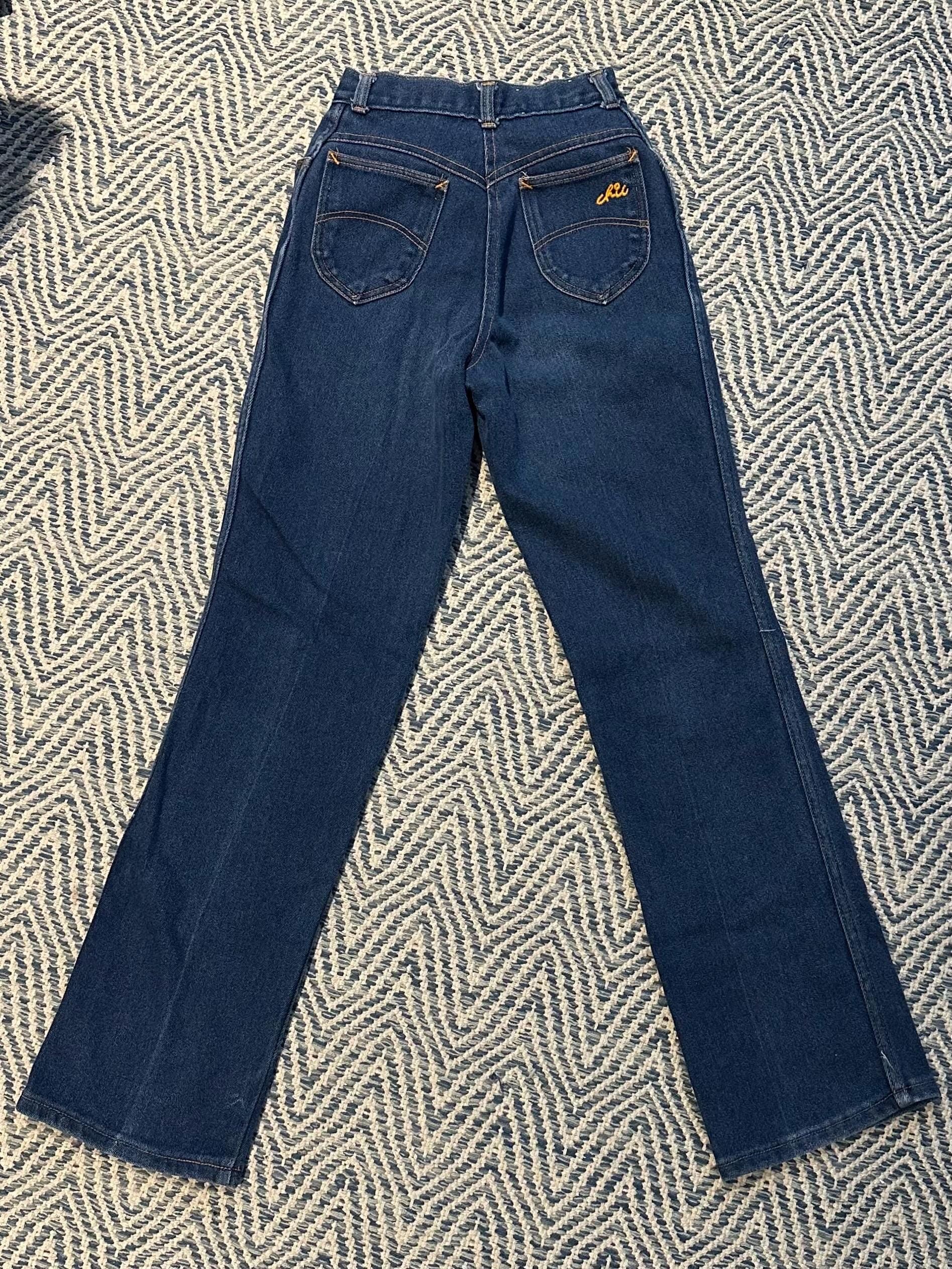 Vintage 1980s Chic h.i.s. Women's Straight Leg High Waisted Denim Jeans 23W 30L Size 11/12