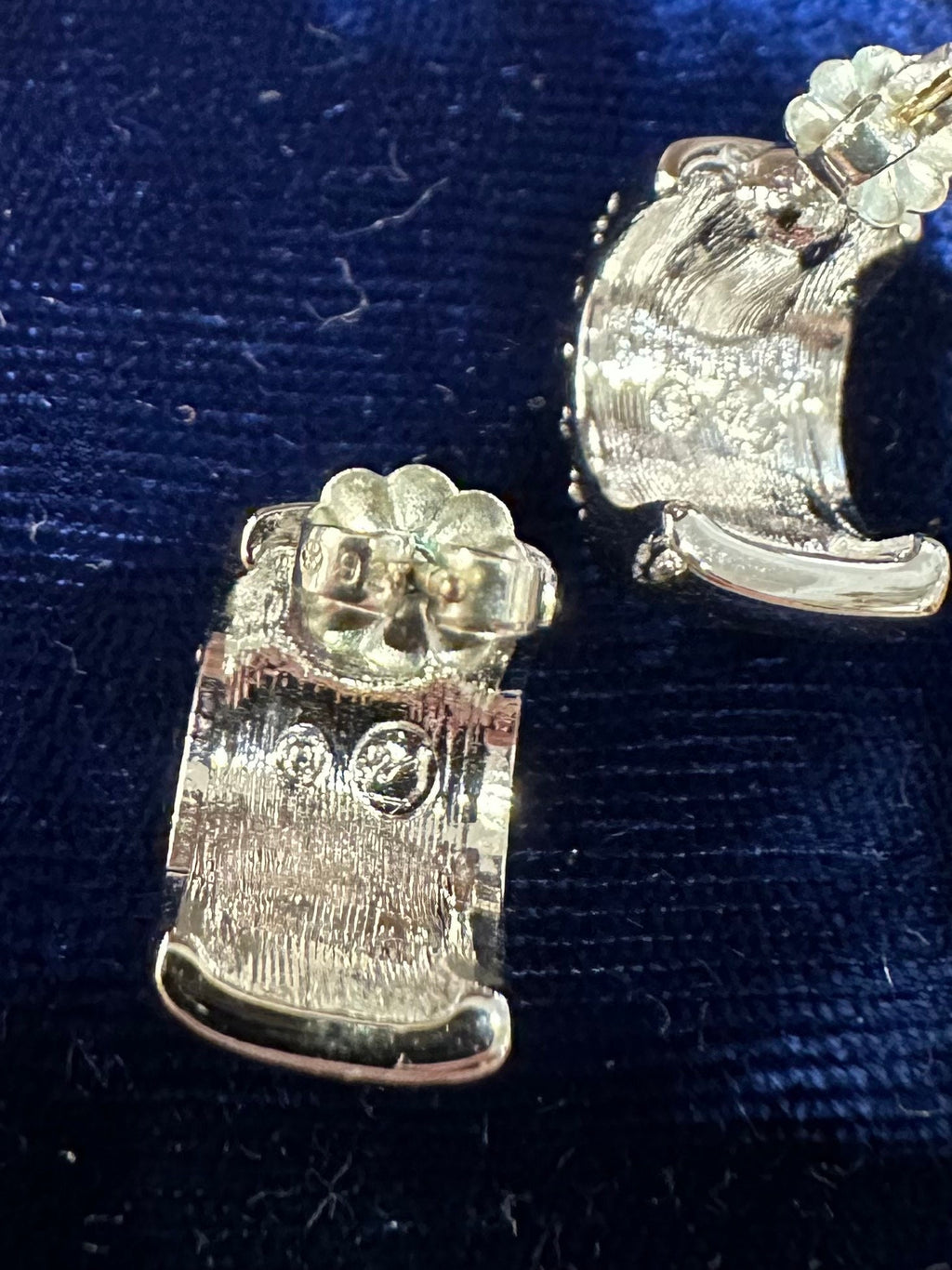 Swarovski Swan Signed Pave Crystal Silver Tone Huggie Earrings | 1990s-Contemporary