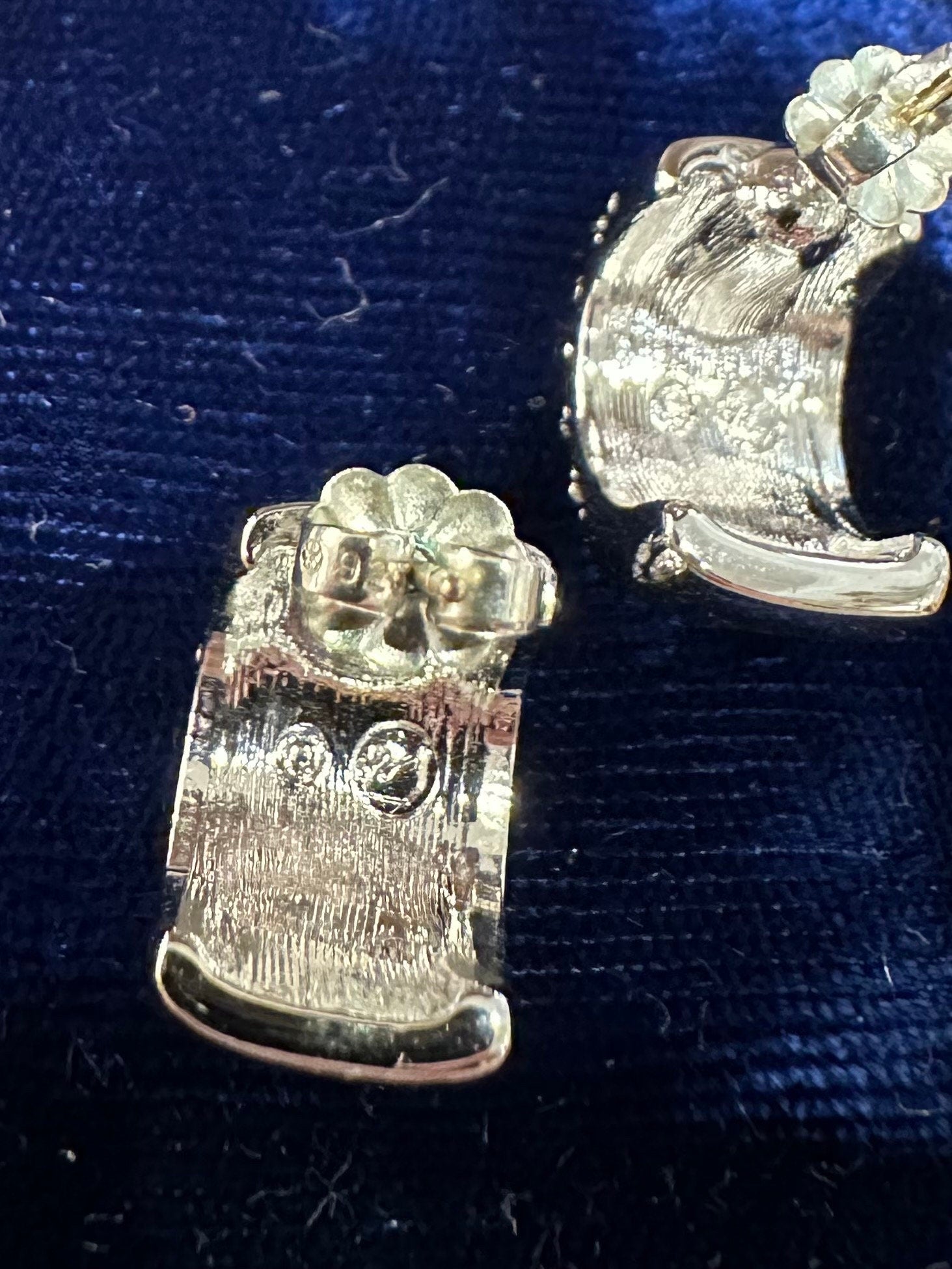 Swarovski Swan Signed Pave Crystal Silver Tone Huggie Earrings | 1990s-Contemporary