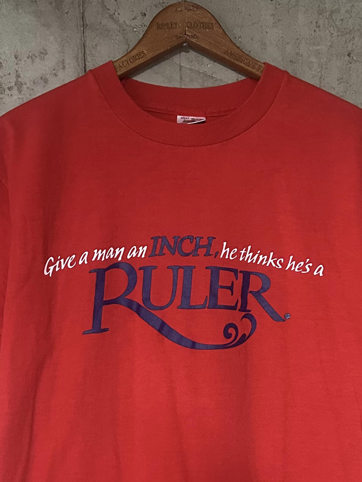 1990s Virginia Slims Give a Man an Inch Red Single Stitch Tee