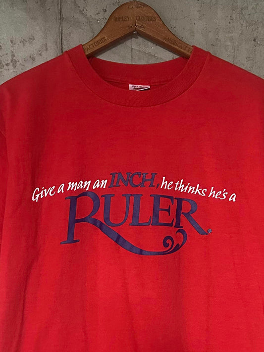 1990s Virginia Slims Give a Man an Inch Red Single Stitch Tee