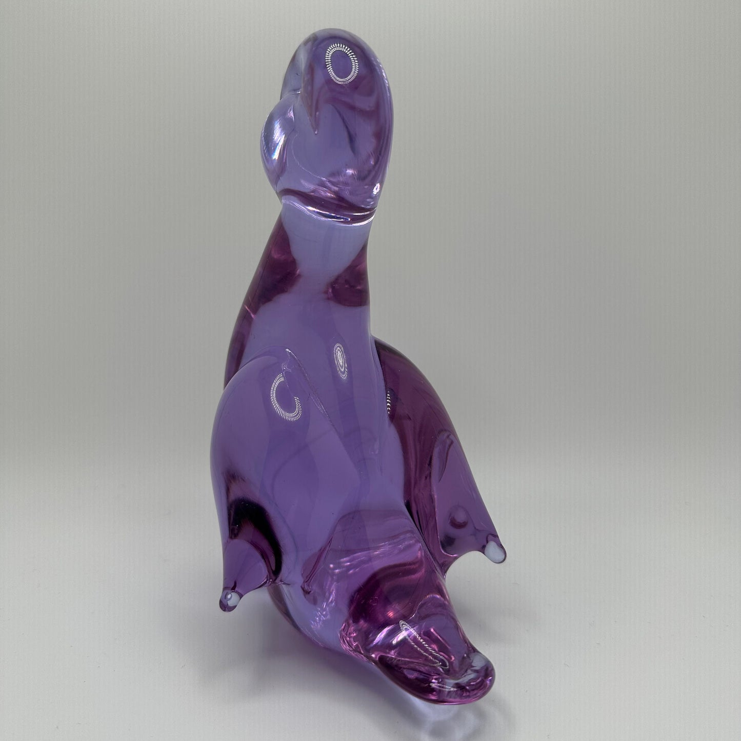 Vintage Midcentury Signed Licio Zanetti Murano Italian Handblown Art Glass Lilac Purple Duck