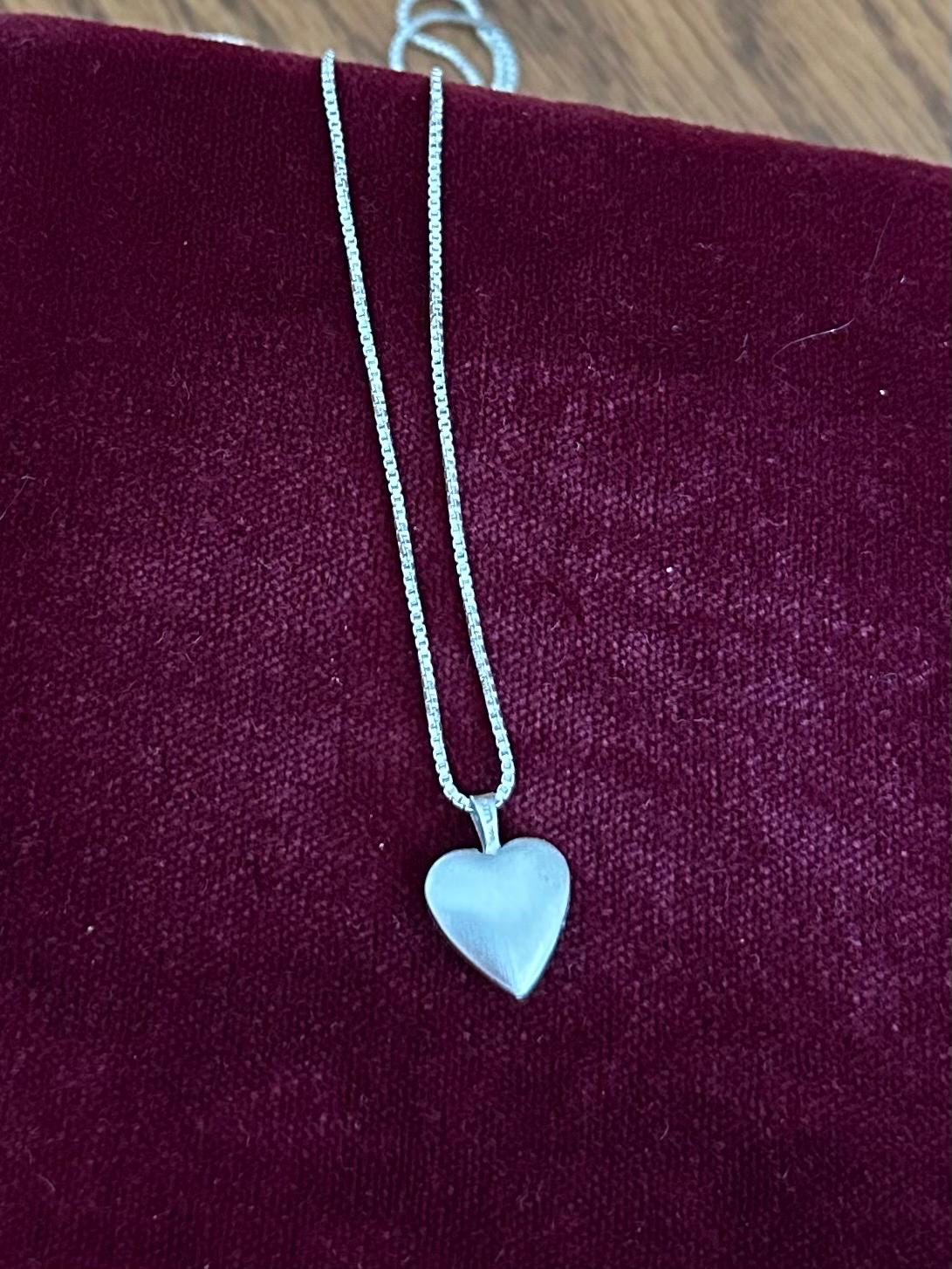 Vintage PPC Sterling Silver Etched Heart Locket Pendant Necklace Dainty 18.25" Princess Pride Creations