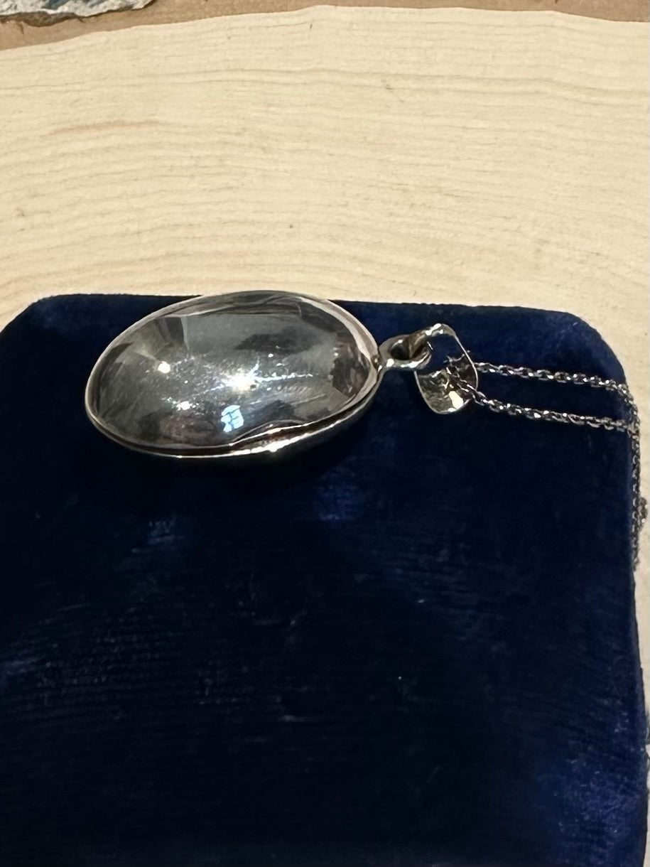 Vintage Signed Taxco TT-44 Mexico Sterling Silver Puffy Oval Locket Pendant Necklace