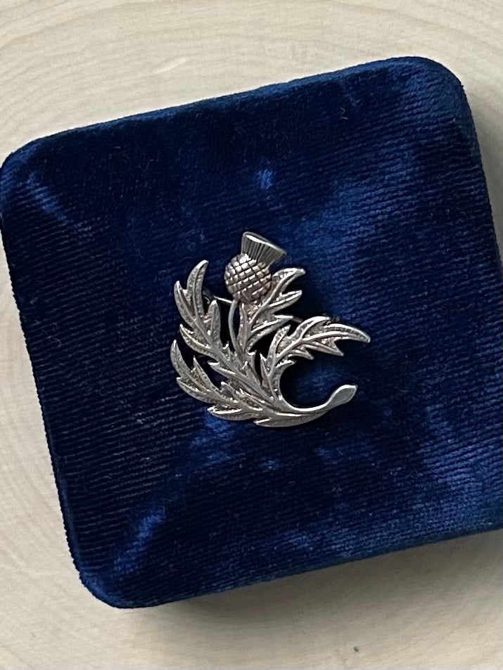 Vintage Hallmarked Scottish Sterling Silver Thistle Brooch Pin