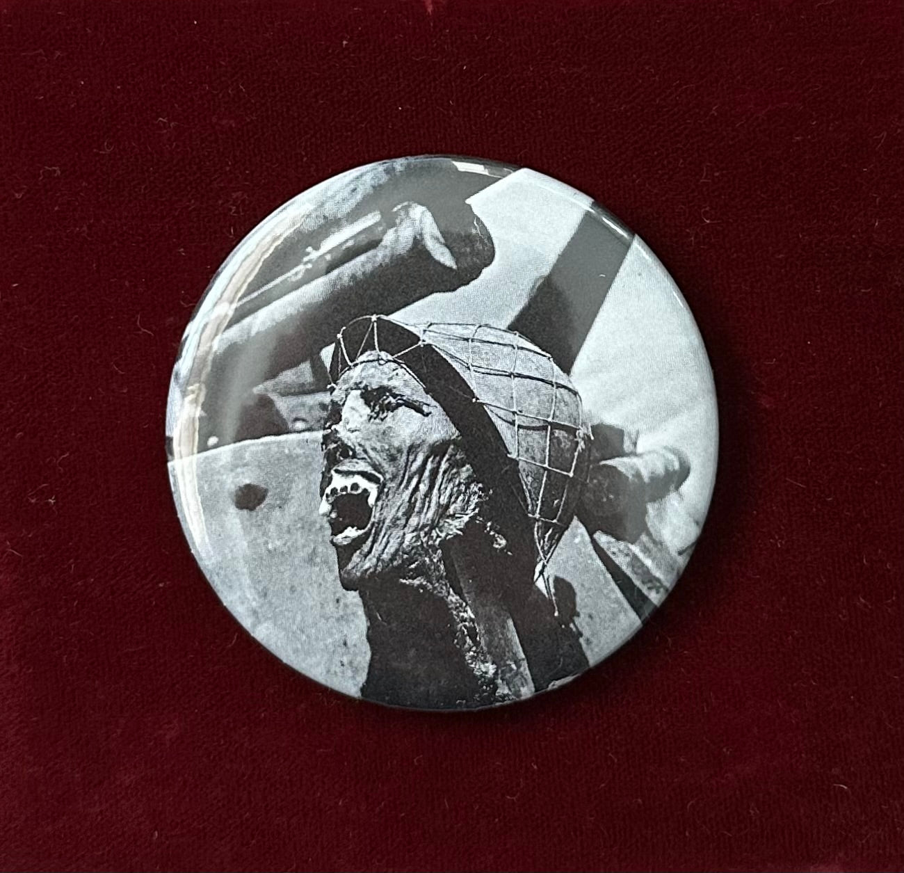 'Roasted in a Tank' Japanese Soldier Button Pin