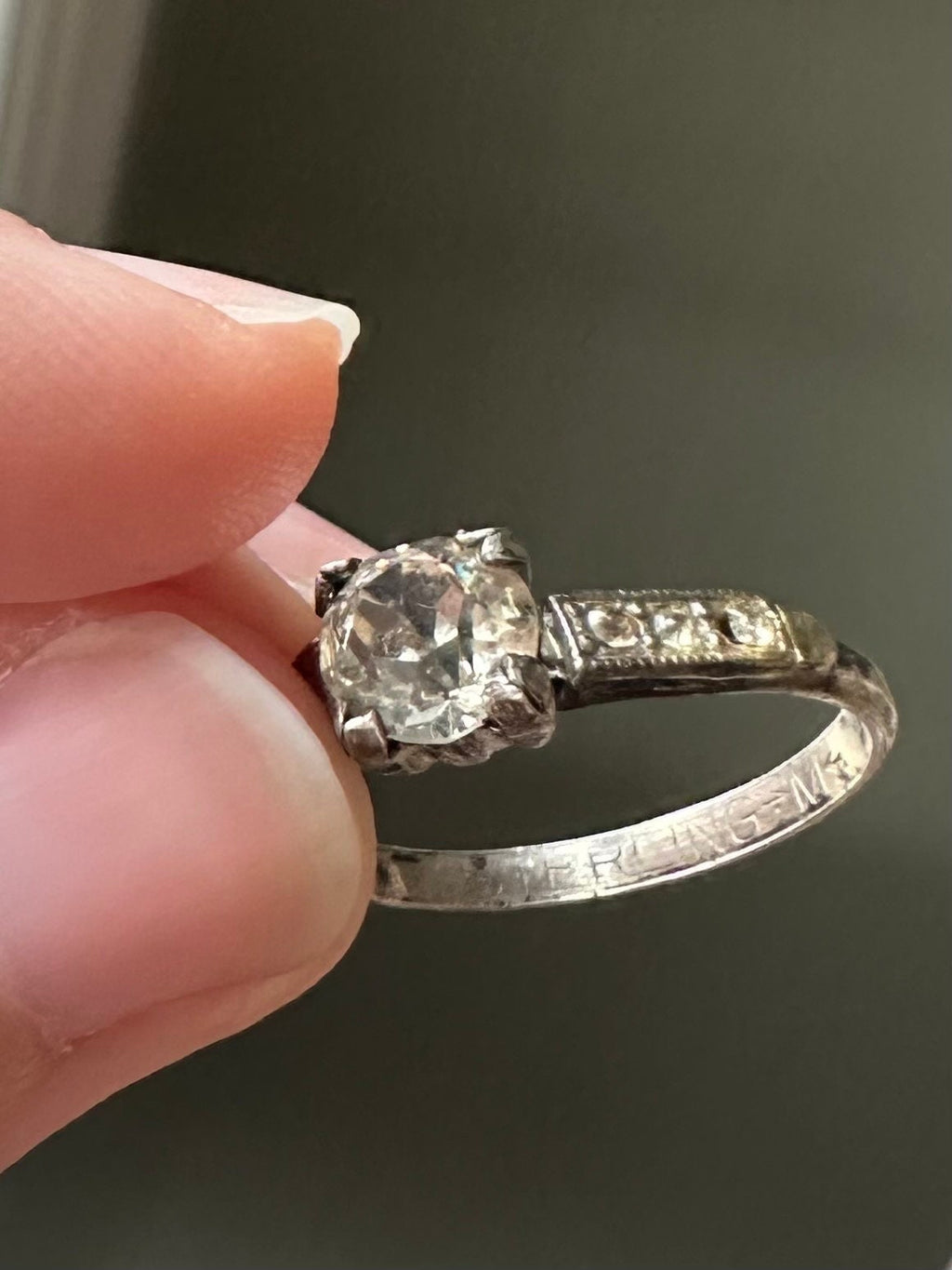 Antique Early Signed McGrath & Hamin Sterling Silver Art Deco Paste Austrian Crystal Ring