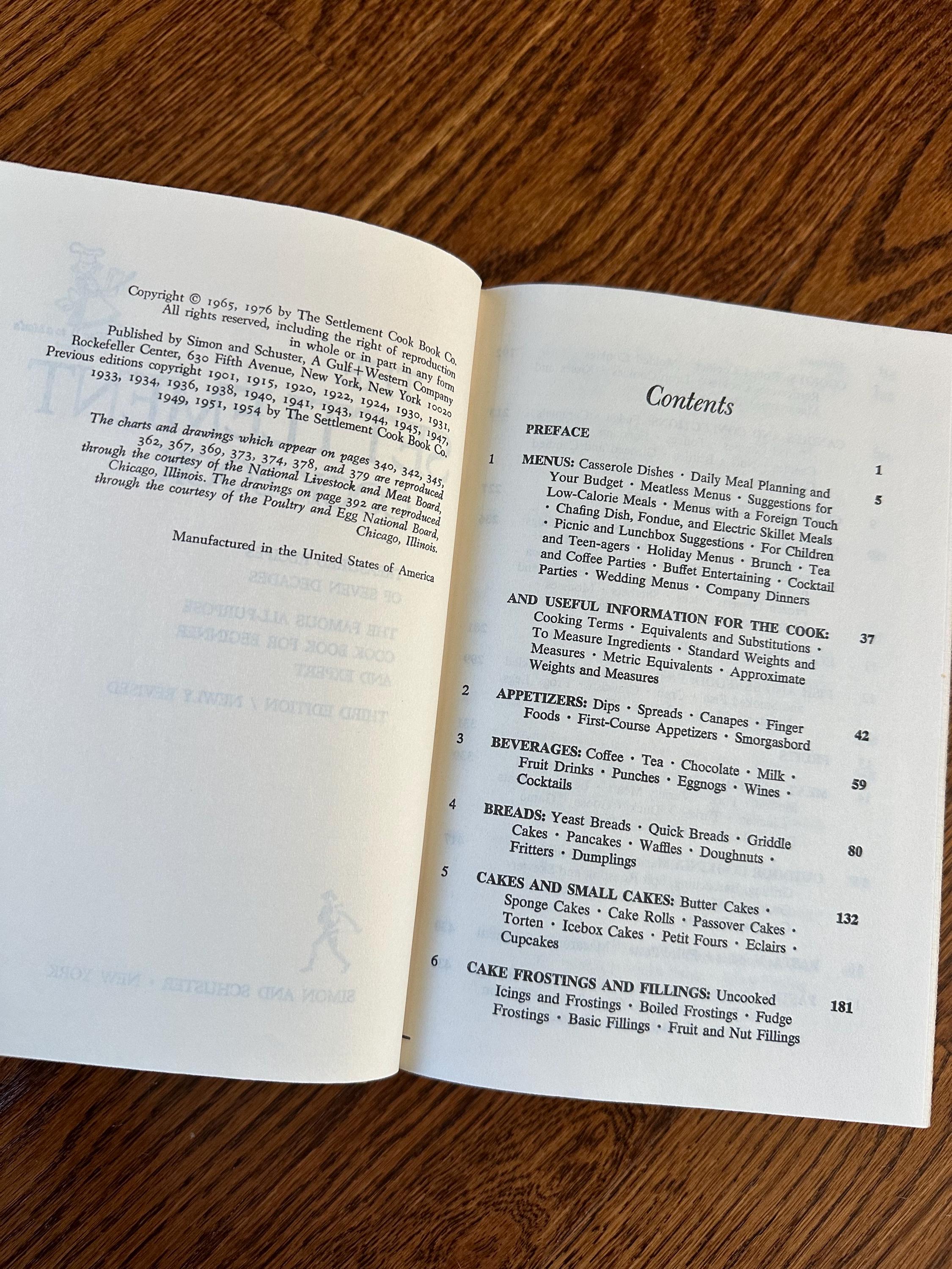Vintage 1976 The Settlement Cook Book Hardcover Newly Revised 3rd Edition Cookbook