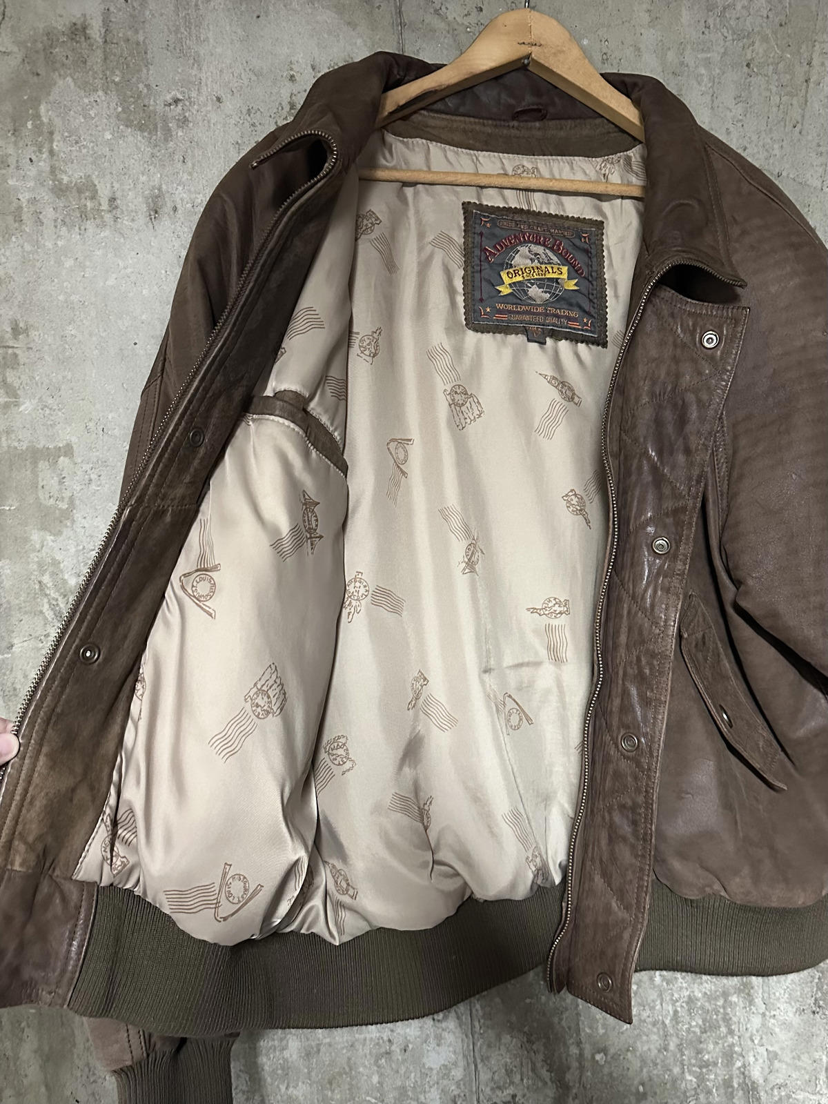 1990s Wilson Genuine Leather Brown Bomber Jacket Adventure Bound