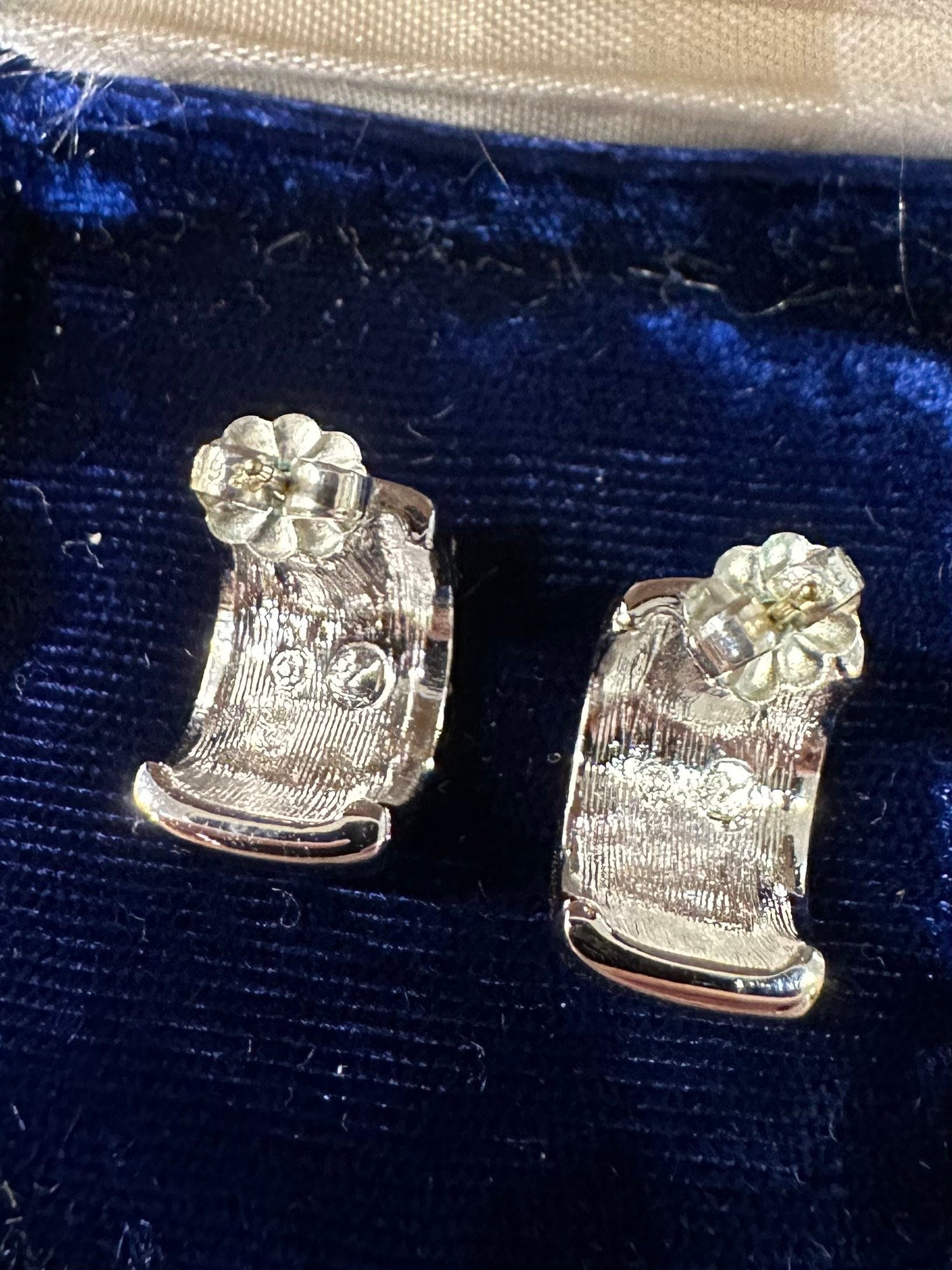 Swarovski Swan Signed Pave Crystal Silver Tone Huggie Earrings | 1990s-Contemporary