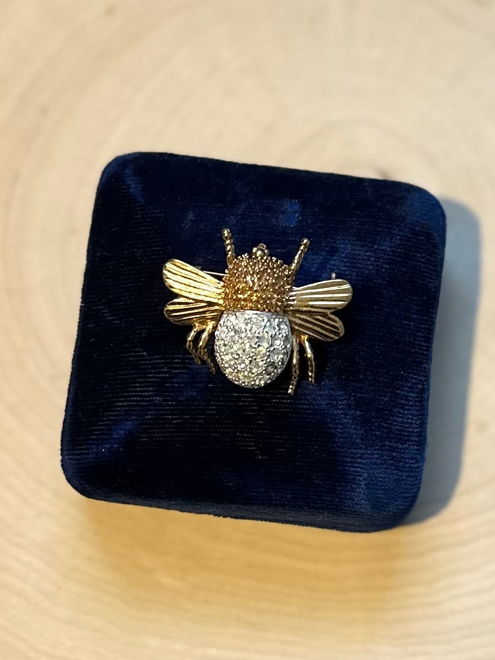 Vintage Signed Roman Gold Tone & Pave Rhinestone Bumblebee Brooch