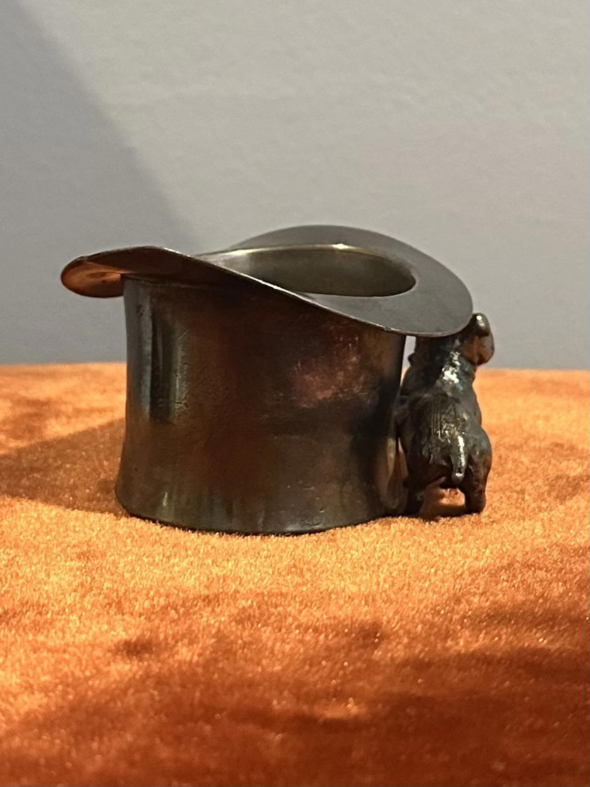 Antique Victorian Pairpoint Mfg Co. Silver Plate Figural Top Hat English Bulldog Toothpick Holder