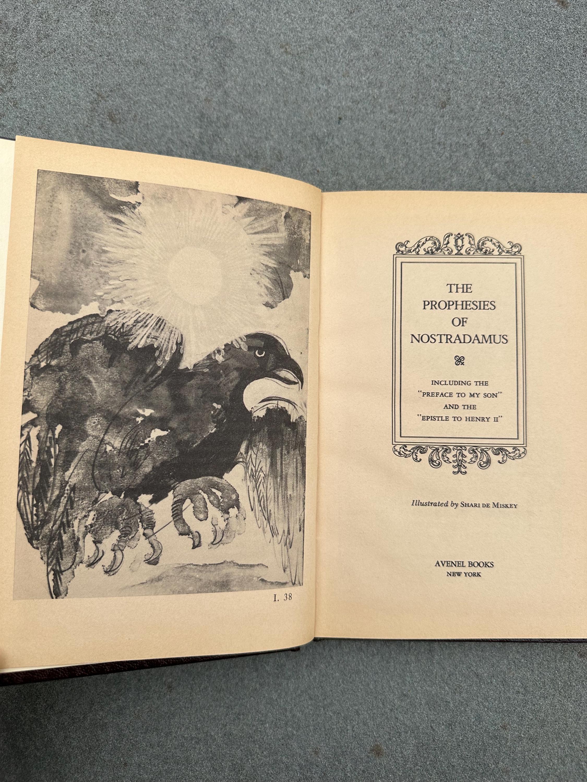 Vintage 1975 The Prophesies of Nostradamus Including the “Preface to My Son” & the “Epistle to Henry II” Hardcover Illustrated Book