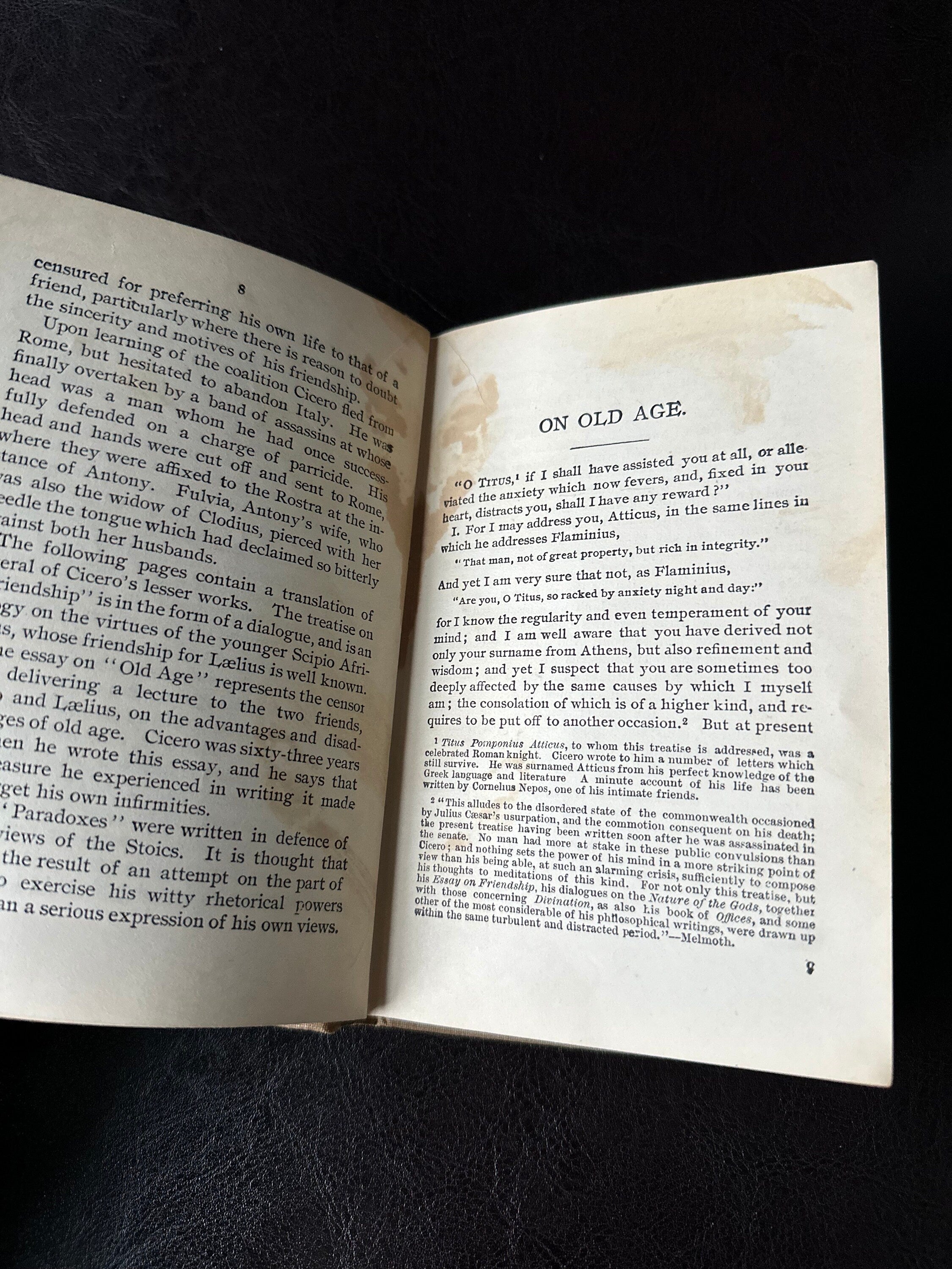 Antique 1896 Cicero's Essays on Old Age and Friendship, Also His Paradoxes Hardcover Cloth Binding Pocket Book David McKay, Publisher