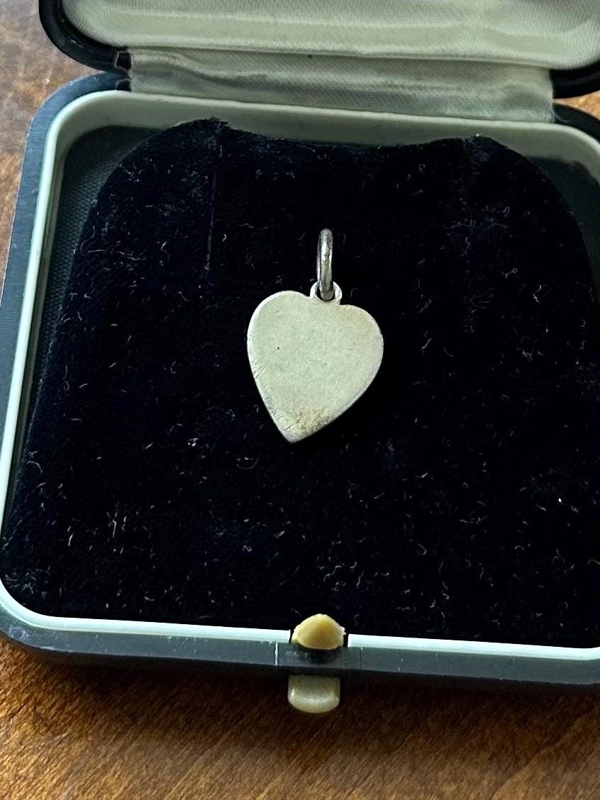 Vintage Signed TIFFANY & CO. Sterling Silver Heart Tag Charm or Pendant