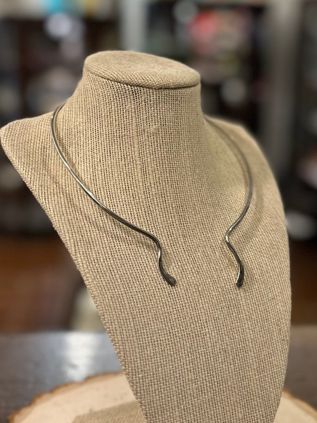 Vintage Modernist Mexico 925 Sterling Silver Adjustable Collar Necklace