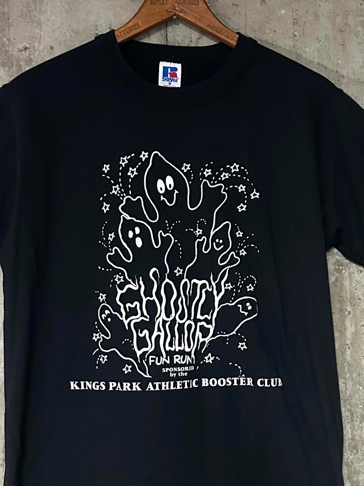 1990s Ghostly Gallow Fun Run Kings Park NY Athletic Booster Club Single Stitch Tee