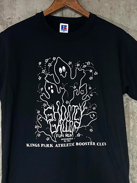 1990s Ghostly Gallow Fun Run Kings Park NY Athletic Booster Club Single Stitch Tee