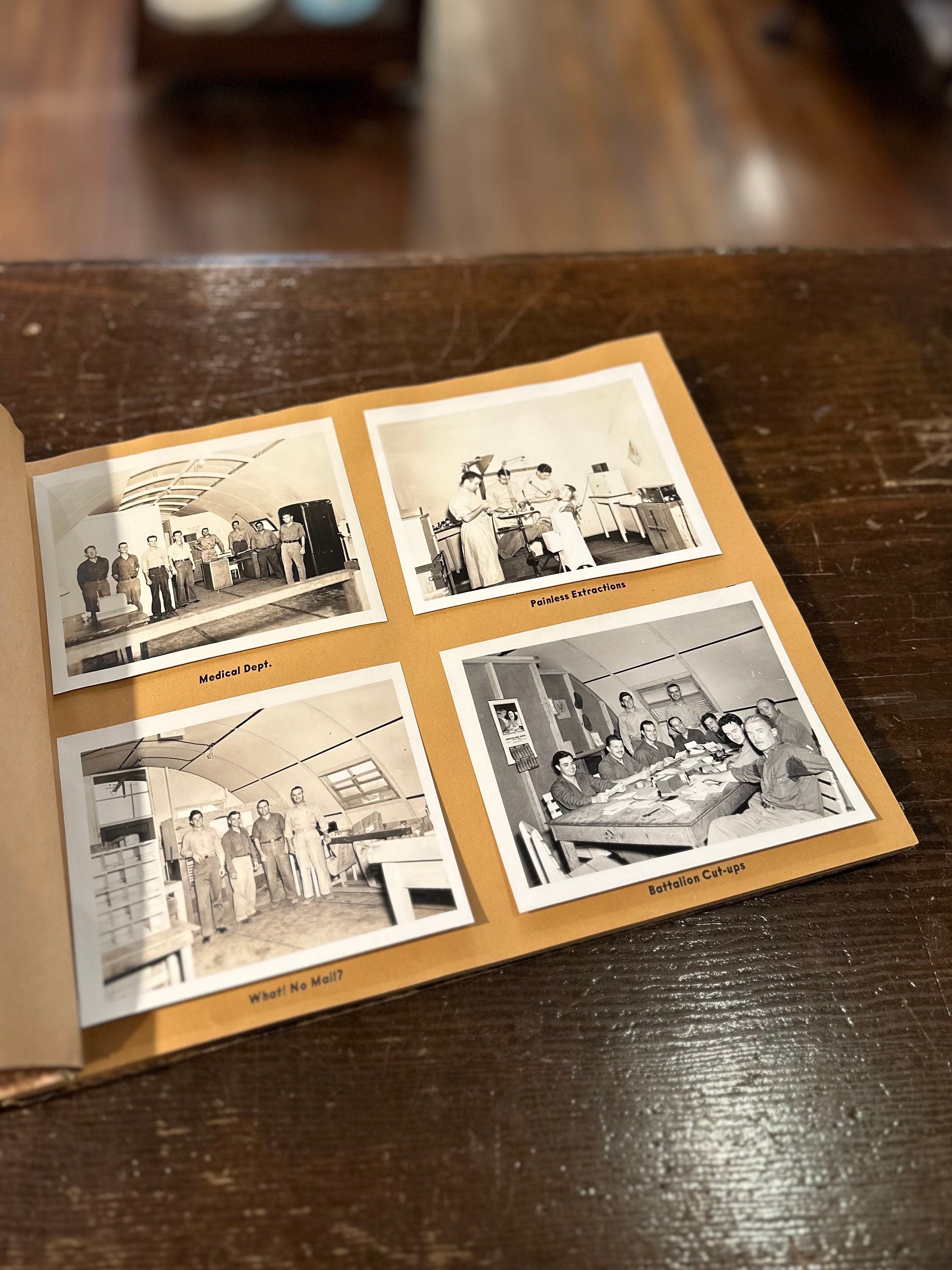 Vintage 1940s WWII Era Pictorial Review 35th Special U.S. Naval Construction Battalion Seabees Scrapbook Picture Book WW2