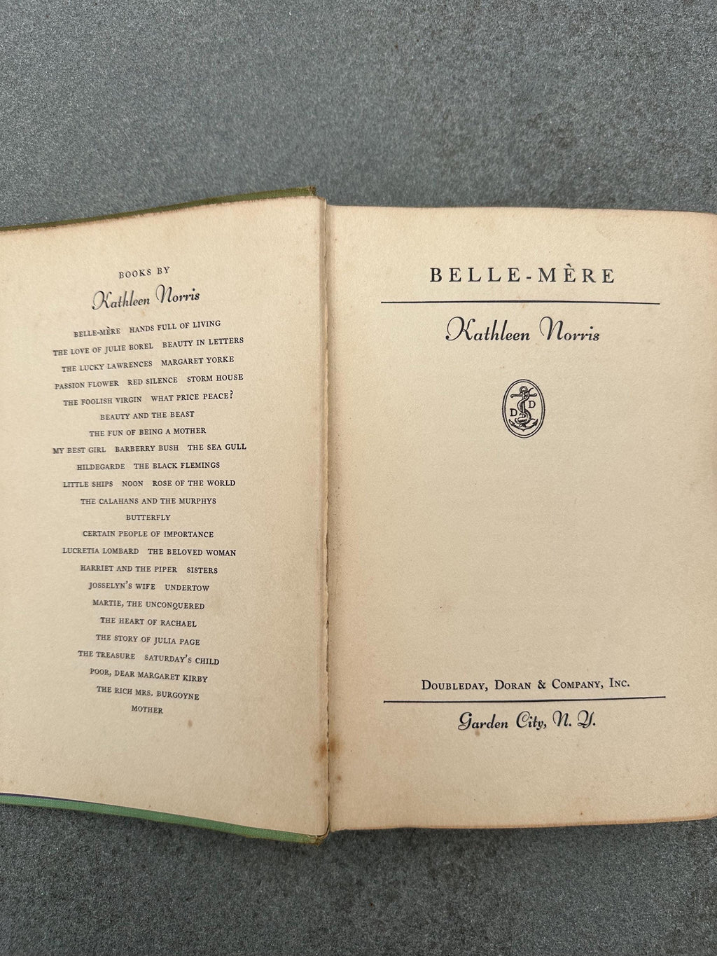 Vintage 1931 Belle Mere Hardcover Book by Kathleen Norris Romance Novel