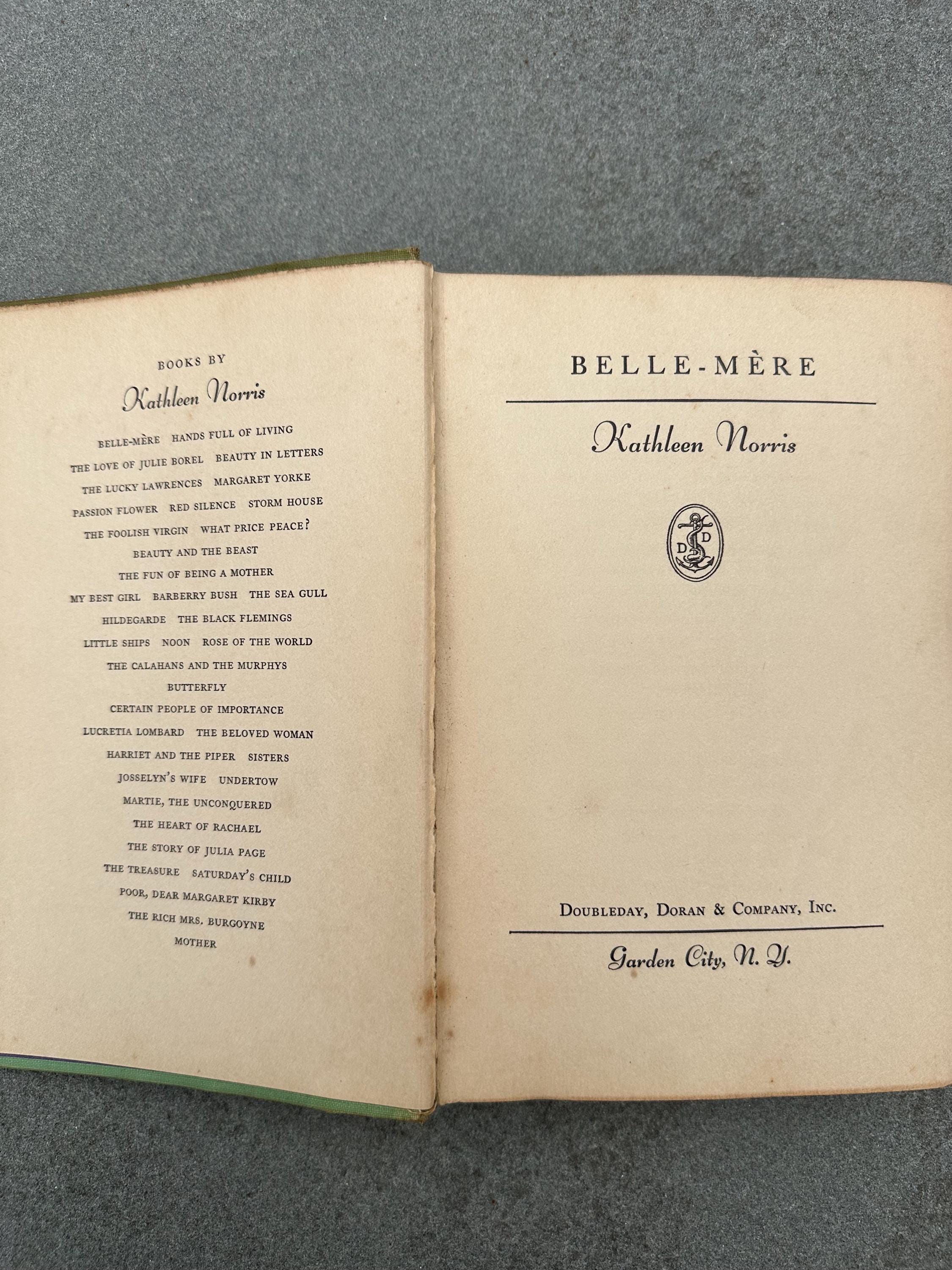Vintage 1931 Belle Mere Hardcover Book by Kathleen Norris Romance Novel