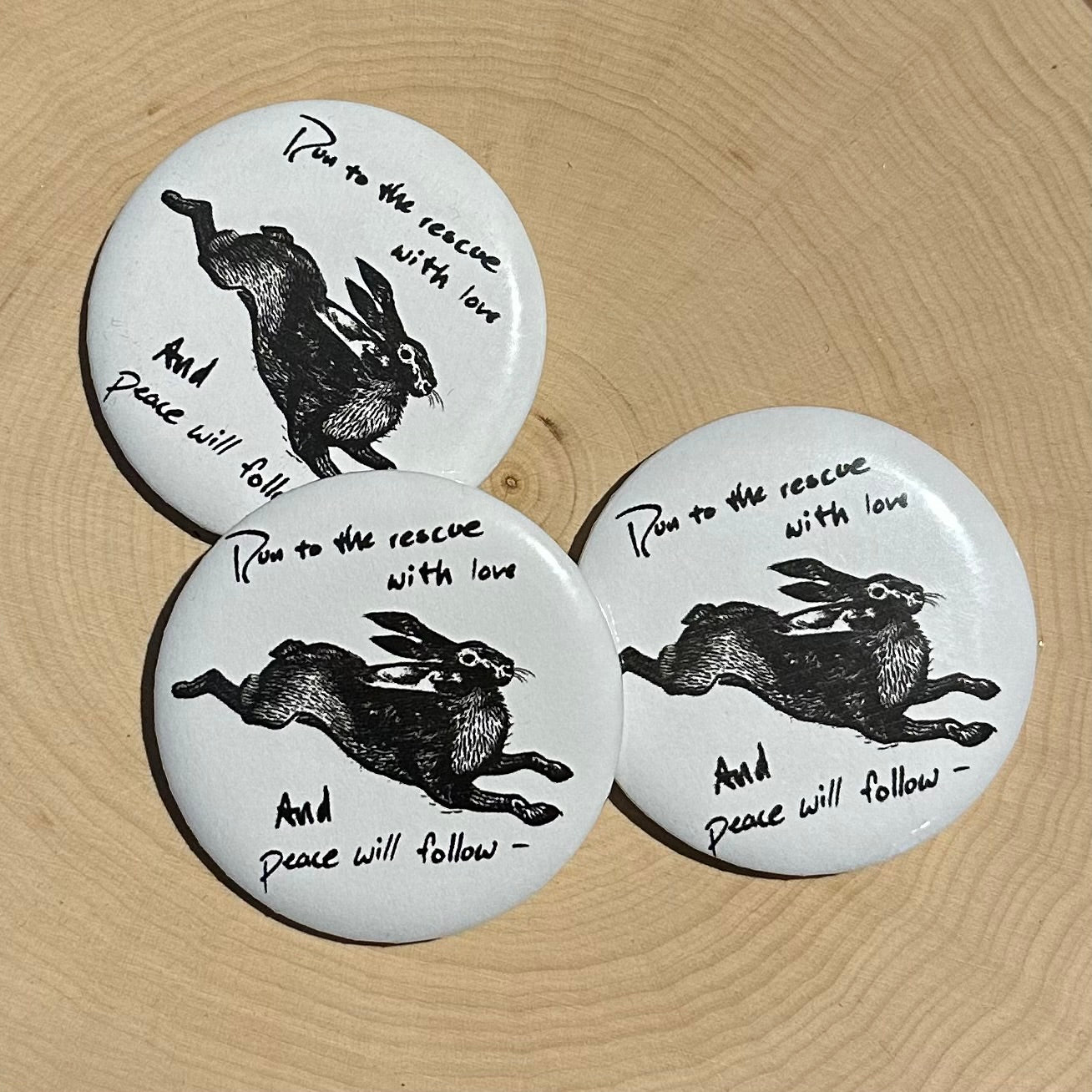 'Run to the Rescue with Love and Peace Will Follow' River Phoenix Button Pin