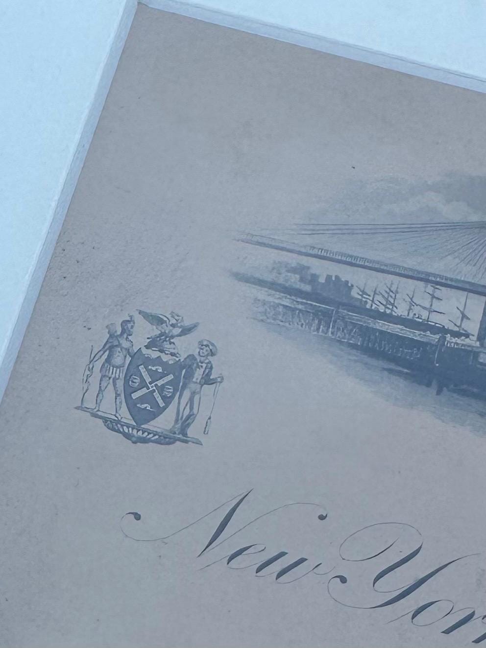 Framed Antique 1883 Original Tiffany & Co. Invitation Opening Ceremonies New York Brooklyn Bridge May 24 1883 Signed 16x12”