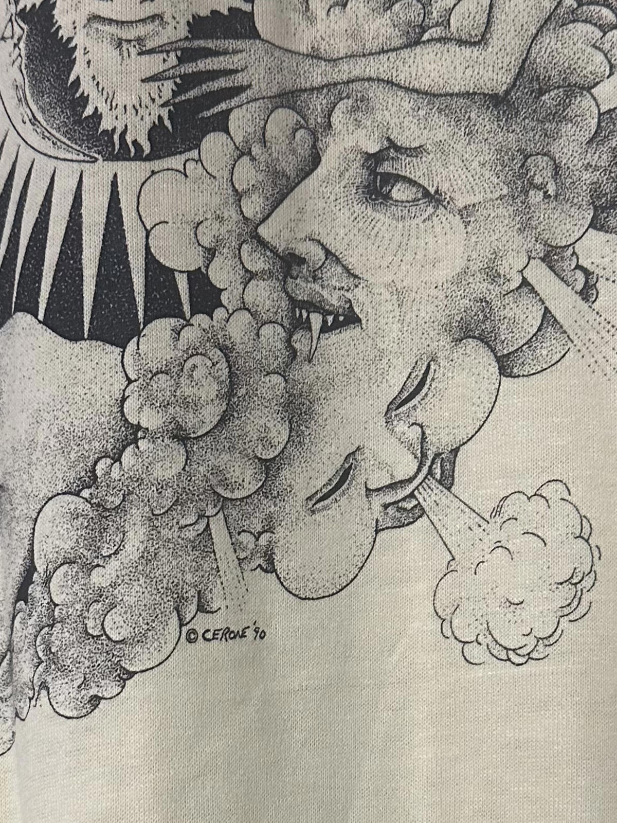 1990 Aquarius Zodiac Graphic Tee Cerone Occult Skull Art Single Stitch