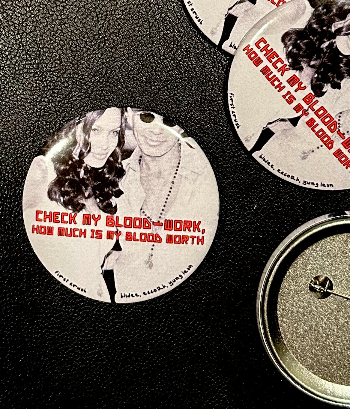 'First Crush' x Blood Locket | Bladee Ecco2K Lyric | Y2K Angelina Jolie & Billy Bob Thornton | Handmade Button Pin