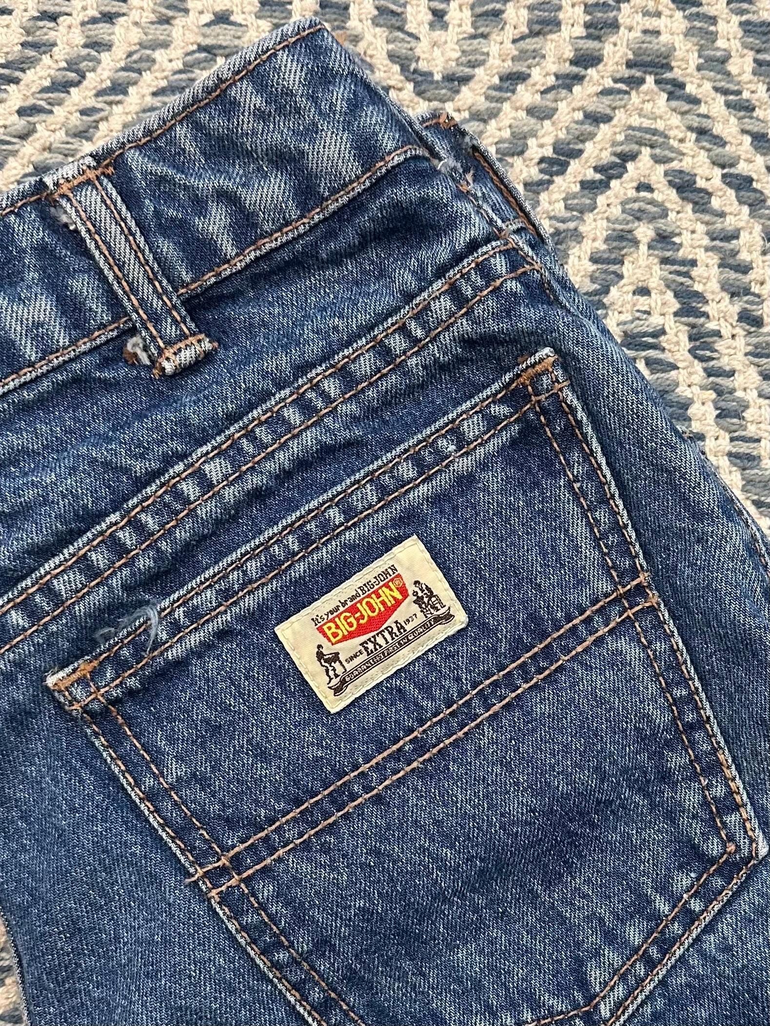 Vintage 1980s BIG JOHN Japanese Denim Women's Jeans 100% Cotton High Rise Straight Leg 24W Made in Japan