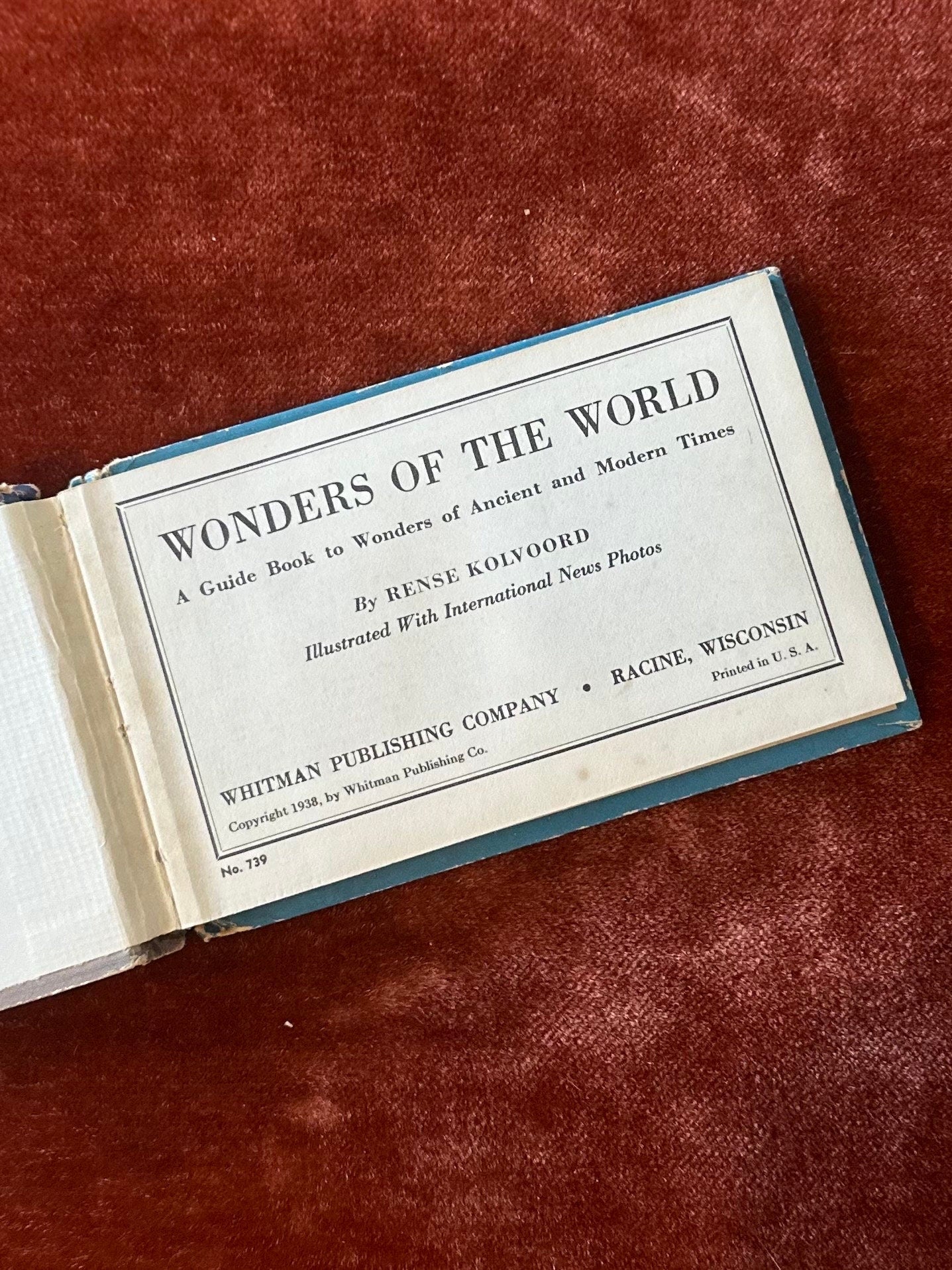 Vintage 1938 Wonders of the World A Guide Book Illustrated News Photos Mini Hardcover Book by Rense Kolvoord