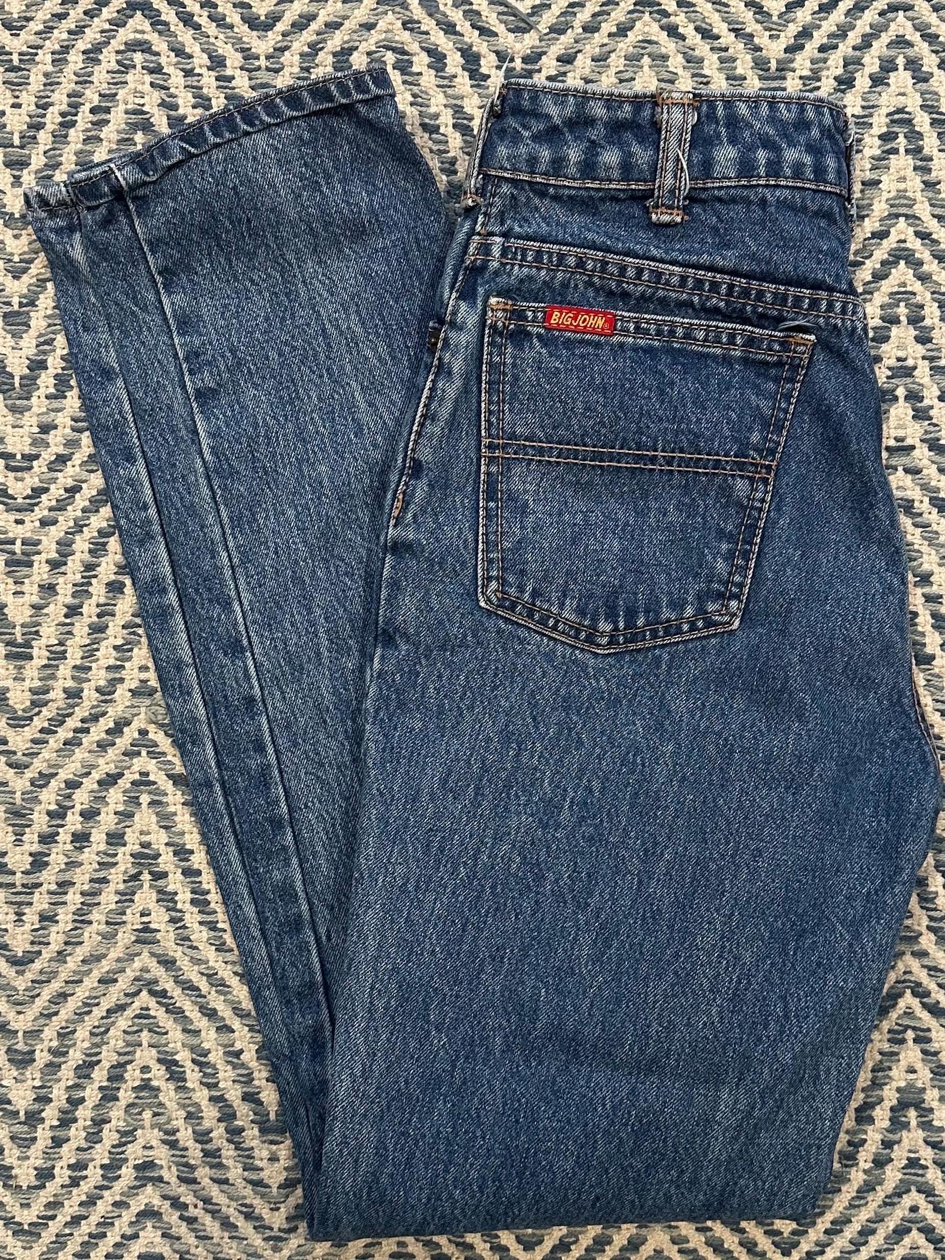 Vintage 1980s BIG JOHN Japanese Denim Women's Jeans 100% Cotton High Rise Straight Leg 24W Made in Japan