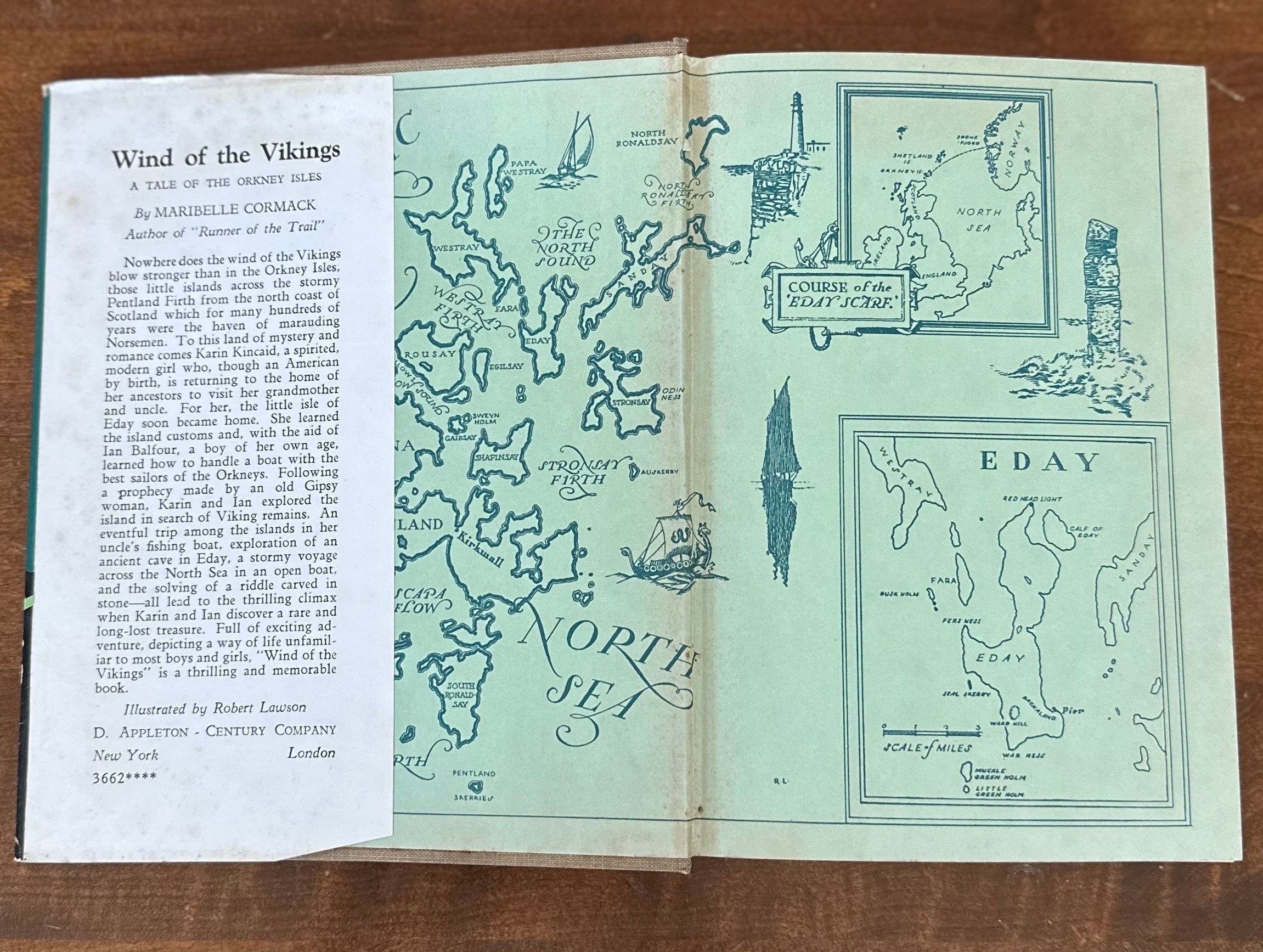 Vintage 1937 Wind of the Vikings A Tale of the Orkney Isles Hardcover Illustrated Book by Maribelle Commack