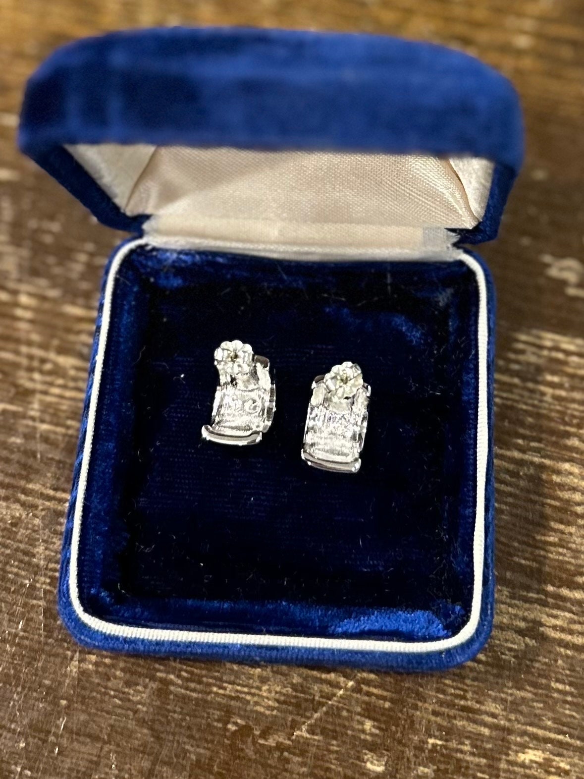 Swarovski Swan Signed Pave Crystal Silver Tone Huggie Earrings | 1990s-Contemporary
