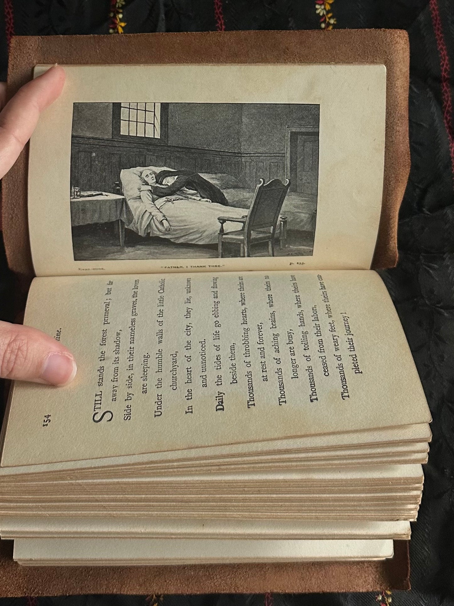 Antique Early 1900s Evangeline Burnt Leather Bound Book