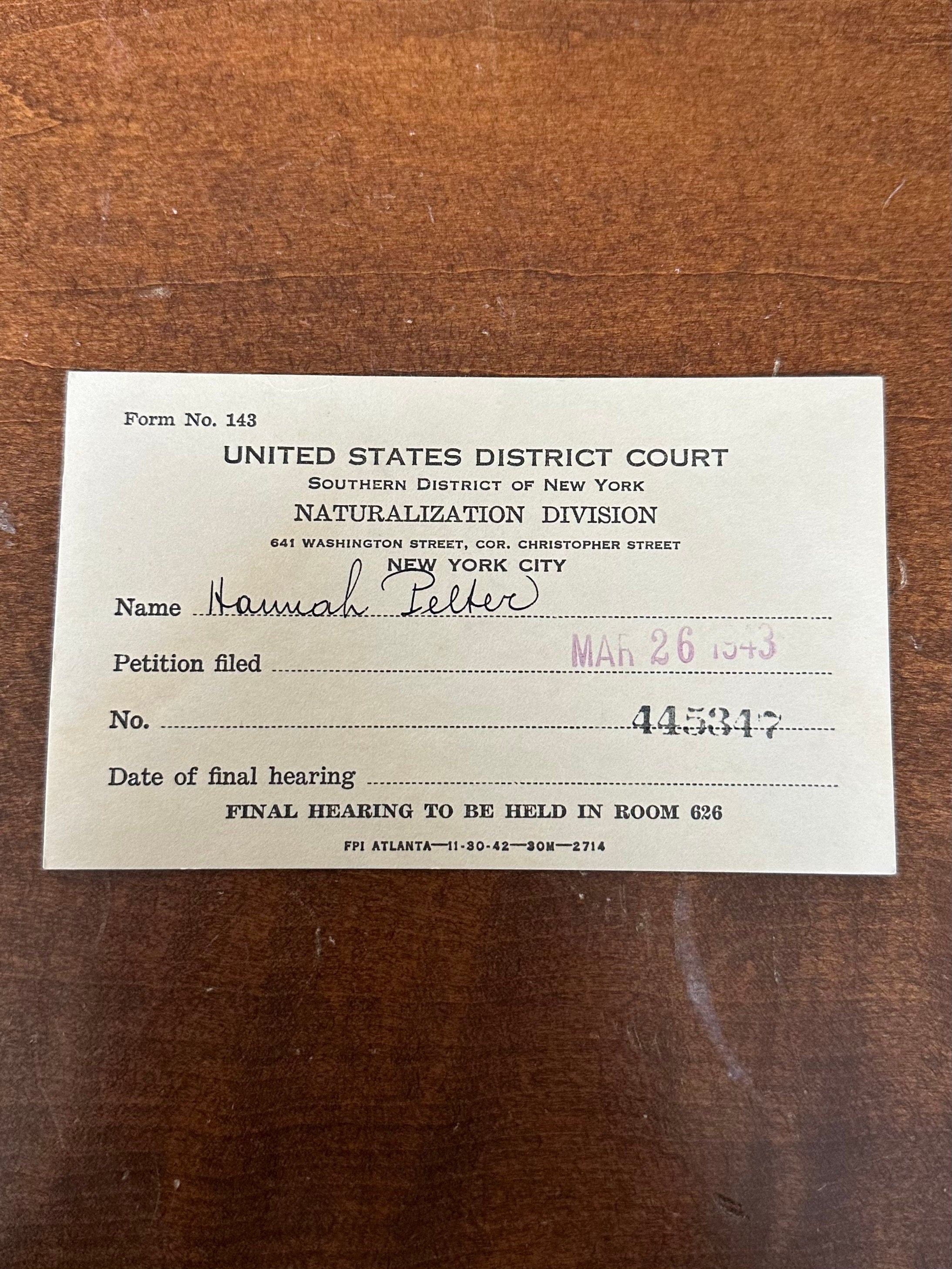 Vintage 1940s Theatre Matron License NYC Dept of Health Issued to Hannah Pelter 1940 New York City