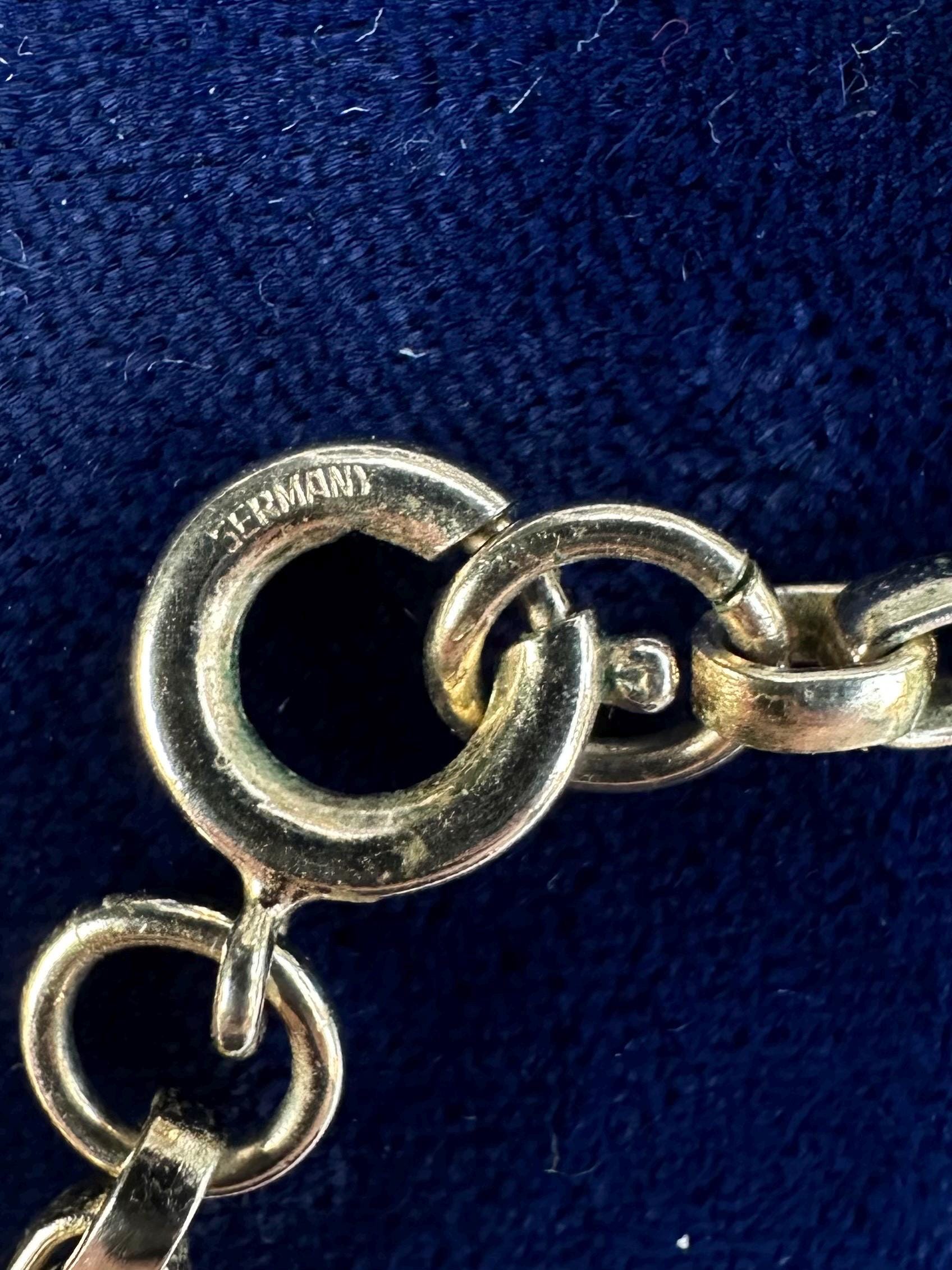 Vintage Midcentury Germany Brass Rolo Chain Circle Locket Pendant Necklace 15.25”