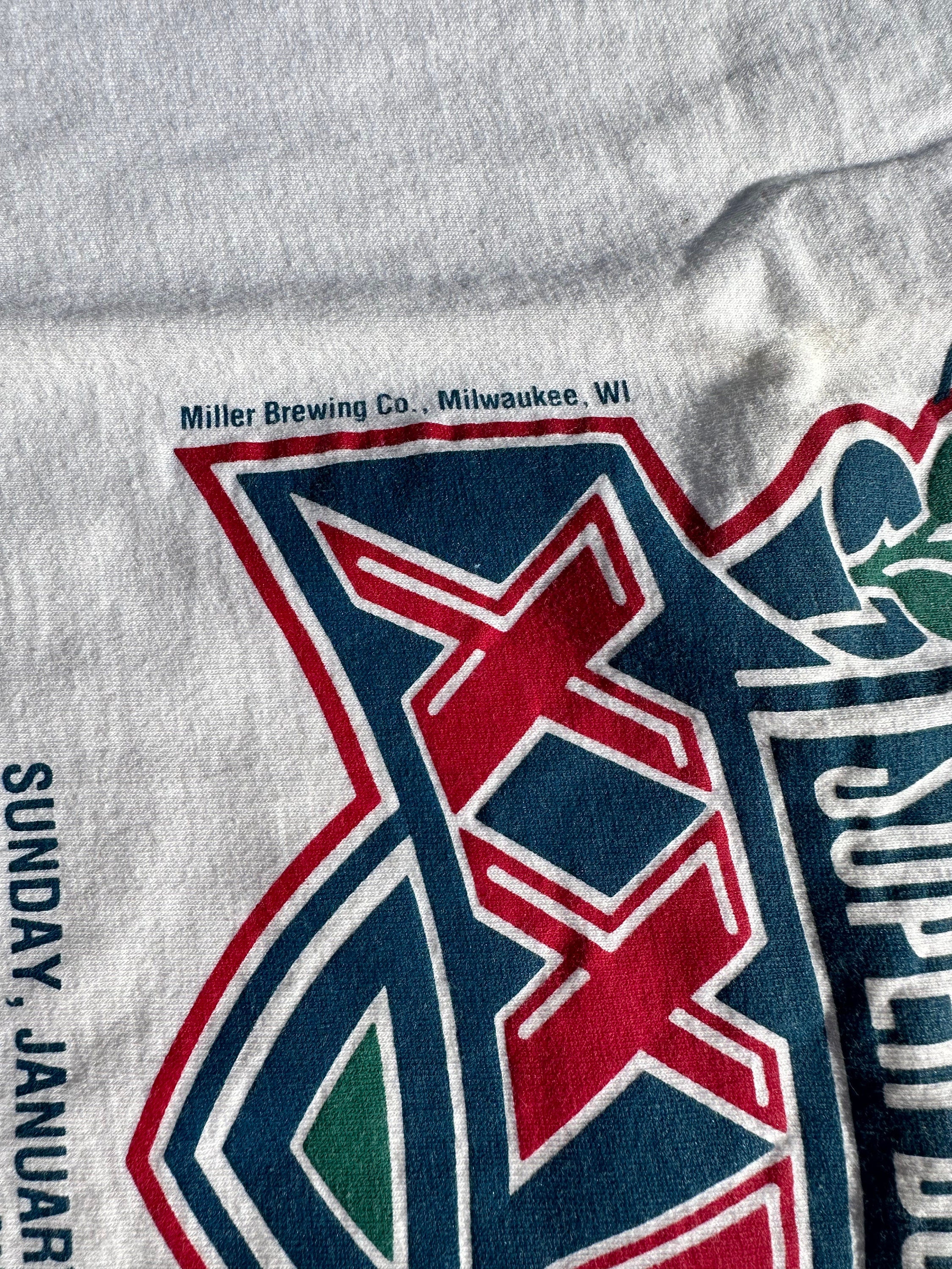 Vintage 1993 Super Bowl XXVII Rose Bowl Miller Lite Single Stitch White T-Shirt Tee Holoubek Brand 100% Cotton