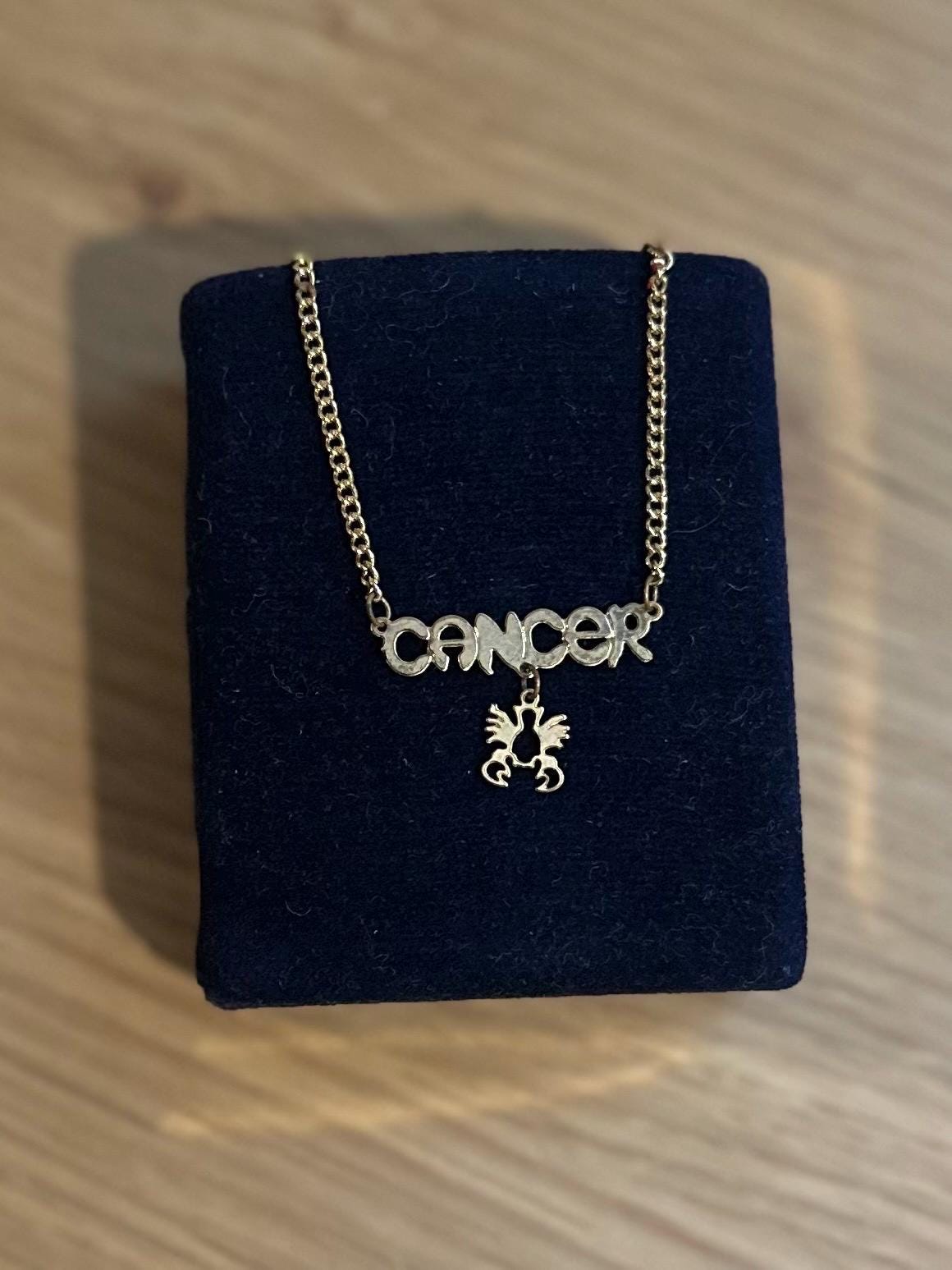 Vintage Midcentury Zodiac Cancer Crab Gold Tone Pendant Necklace 17.4” June 22 - July 22 Astrology