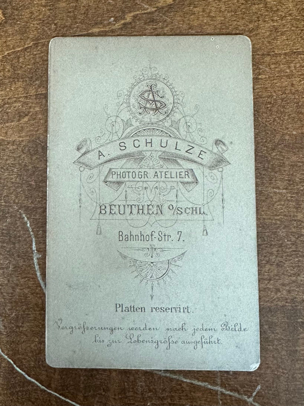 Antique 19th Century A. Schulze Beuthen Bahnhof - Str. 7 German Carte de Viste Portrait of Woman