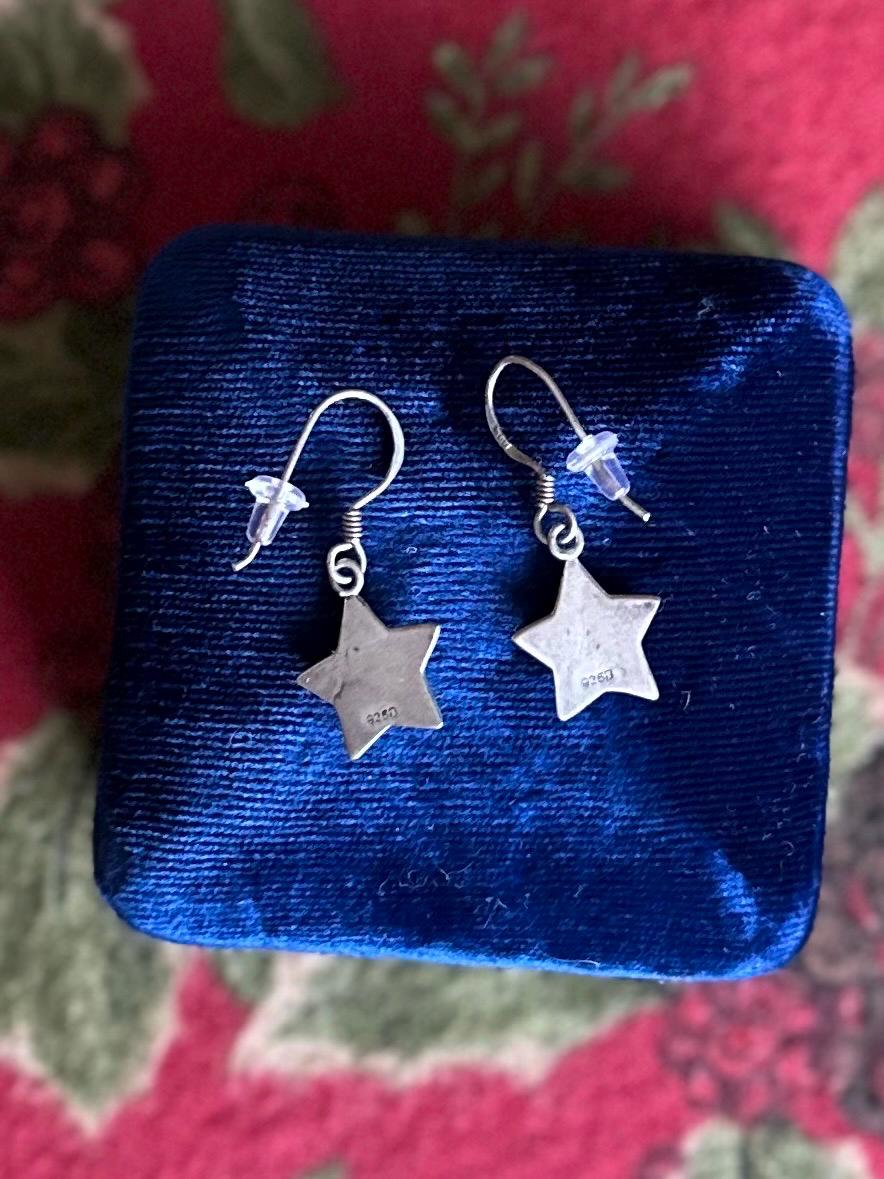Sterling Silver 925 Star Dangle Drop Earrings Y2K