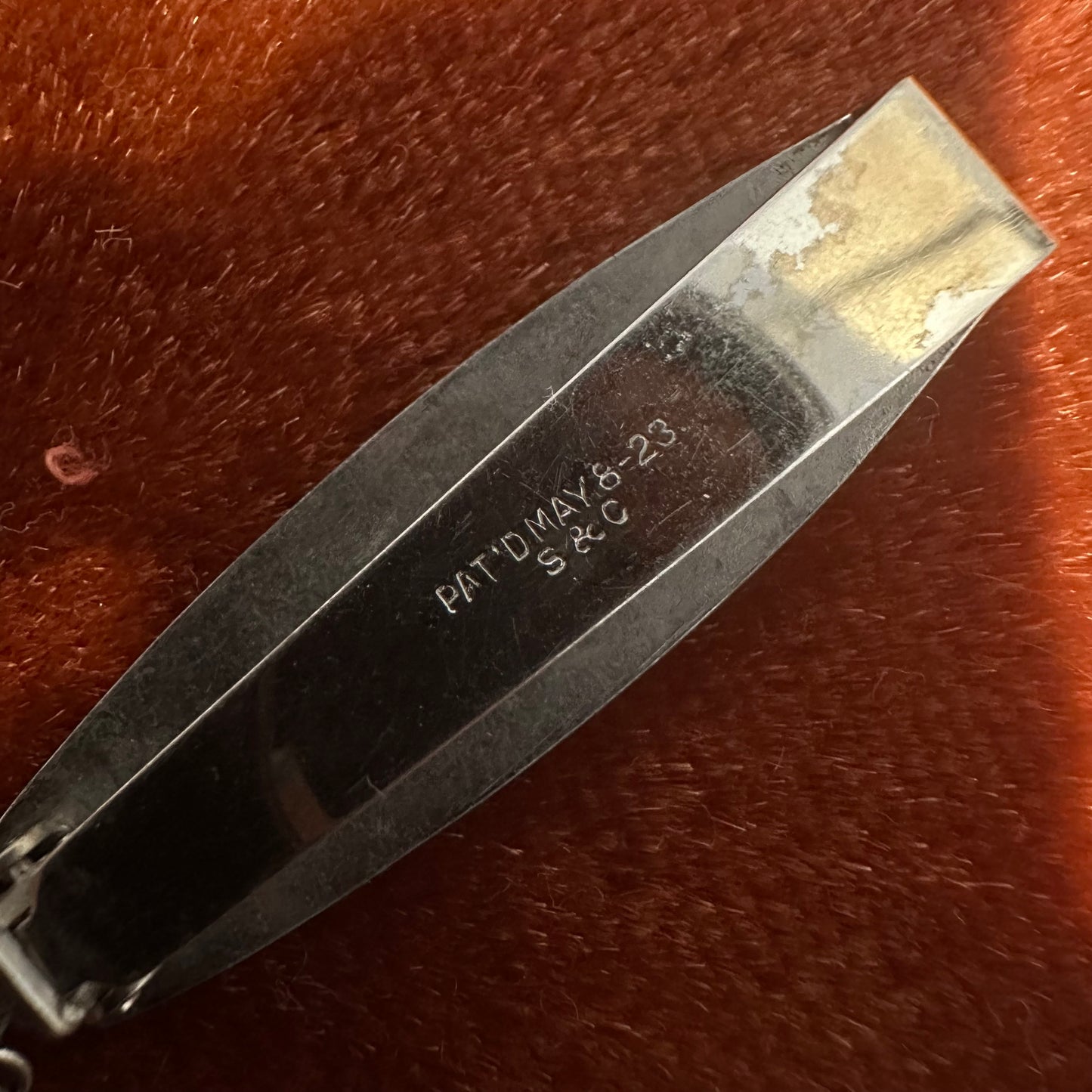 Antique 1923 Art Deco Signed GLP Co. George L Paine Silver Tone Engraved Belt Loop Watch Chain Dog Clip Clasp