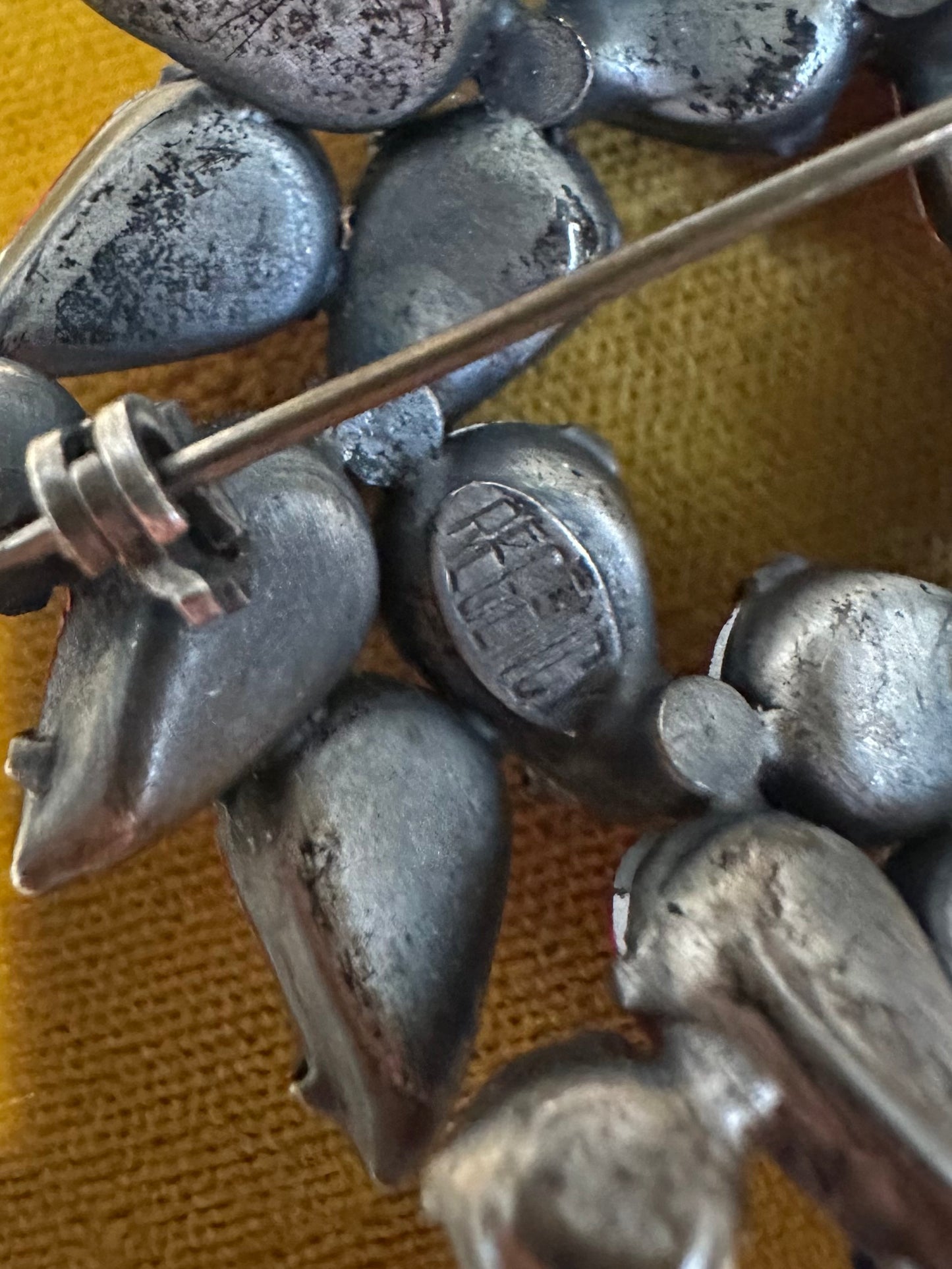 1960s Signed Regency Pink Aurora Borealis Faceted Rhinestone Brooch & Clip-on Earrings Set