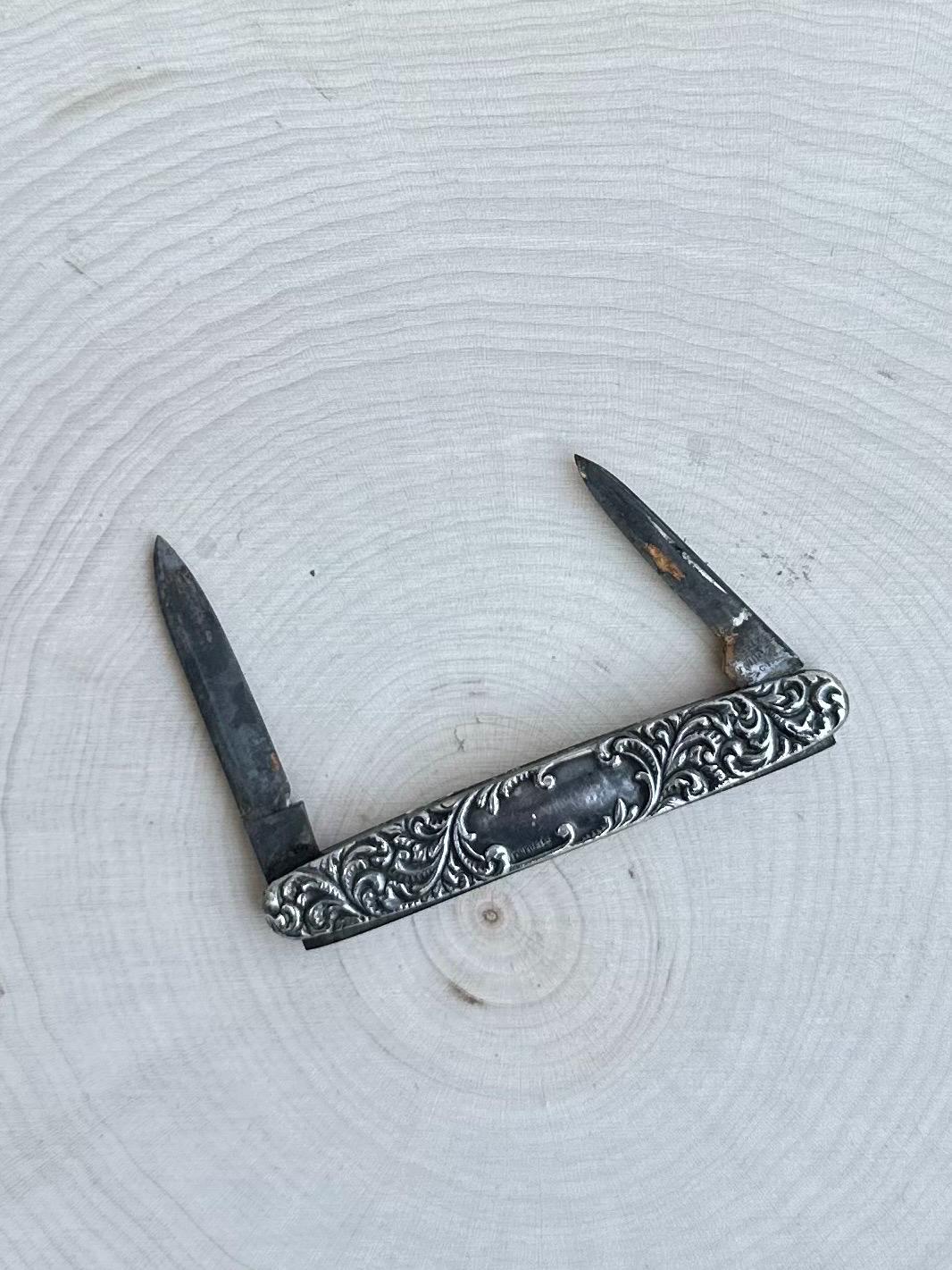 Antique EMPIRE KNIFE CO Sterling Silver 2-Blade Folding Pocket Knife c.1856-1930