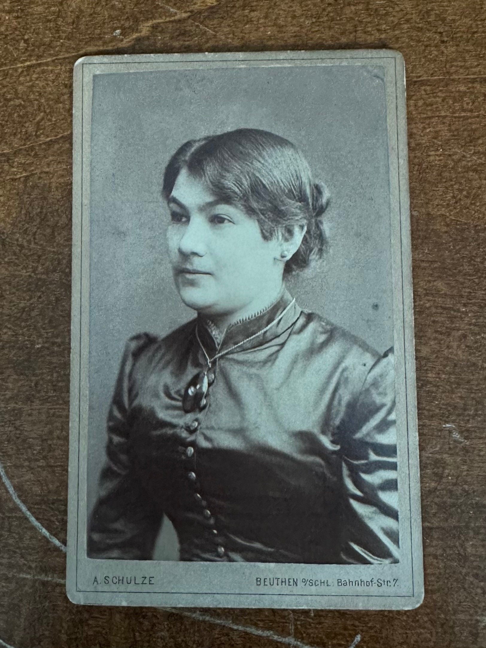 Antique 19th Century A. Schulze Beuthen Bahnhof - Str. 7 German Carte de Viste Portrait of Woman