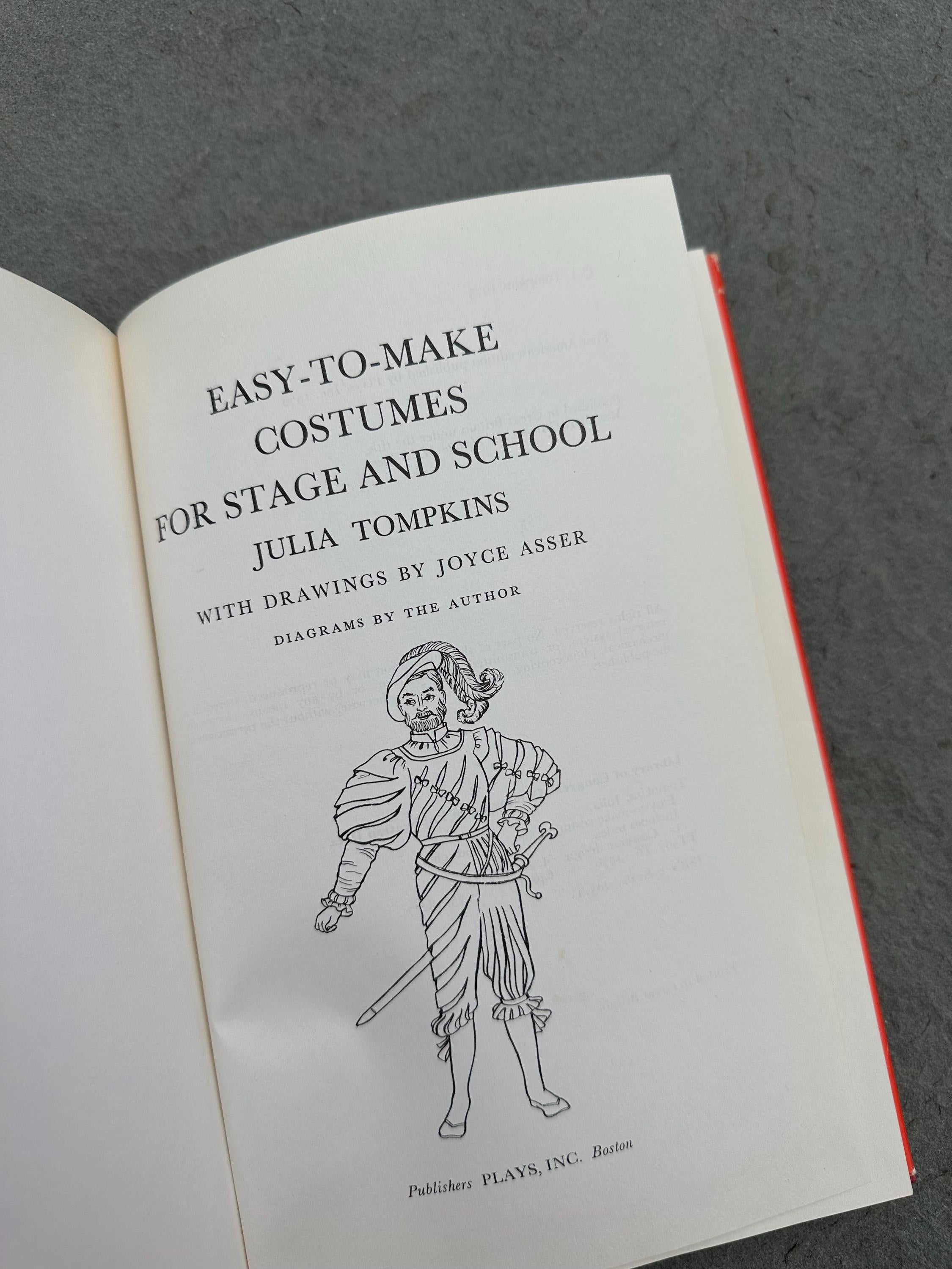 Vintage 1975 1976 Easy-to-Make Costumes for Stage and School Hardcover Illustrated Book by Julia Tompkins | Theatre Costumes