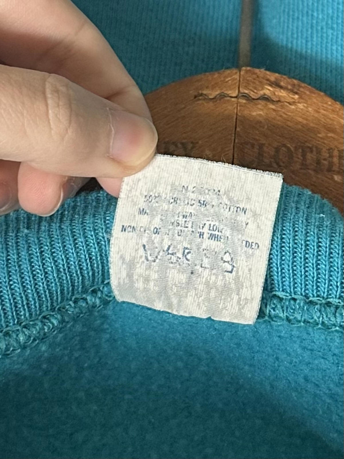 1990s Champion USA Made Teal Blue Crewneck Sweatshirt Blank Large